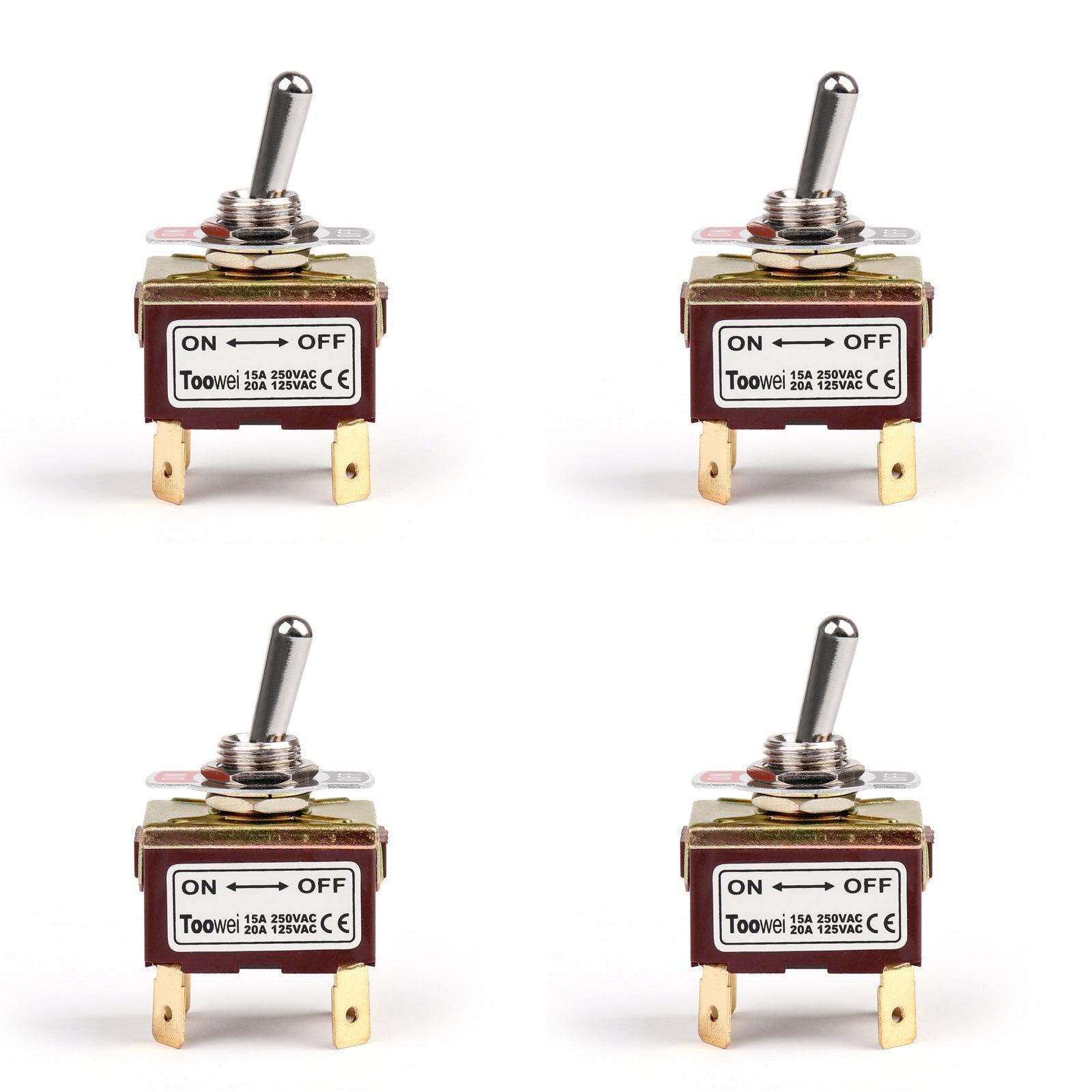 4 pièces 2 bornes 4 broches marche-arrêt 15A 250V interrupteur à bascule démarrage DPST qualité industrielle