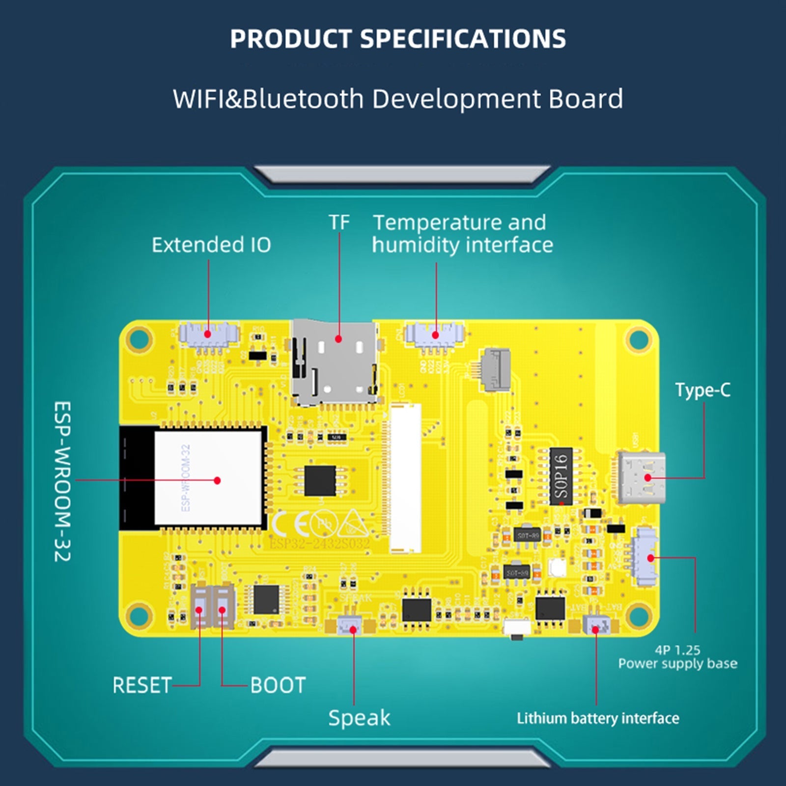 ESP32 3,2-tommers berøringsskjermutviklingsbrett WiFi Bluetooth IoT MCU LCD-skjerm
