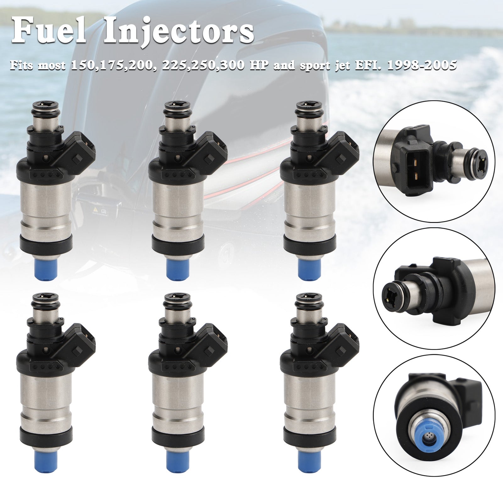 6pcs 18715T1 Injetores de combustível para Mercury Outboard 150 175 200 225 250 300 HP 98-05