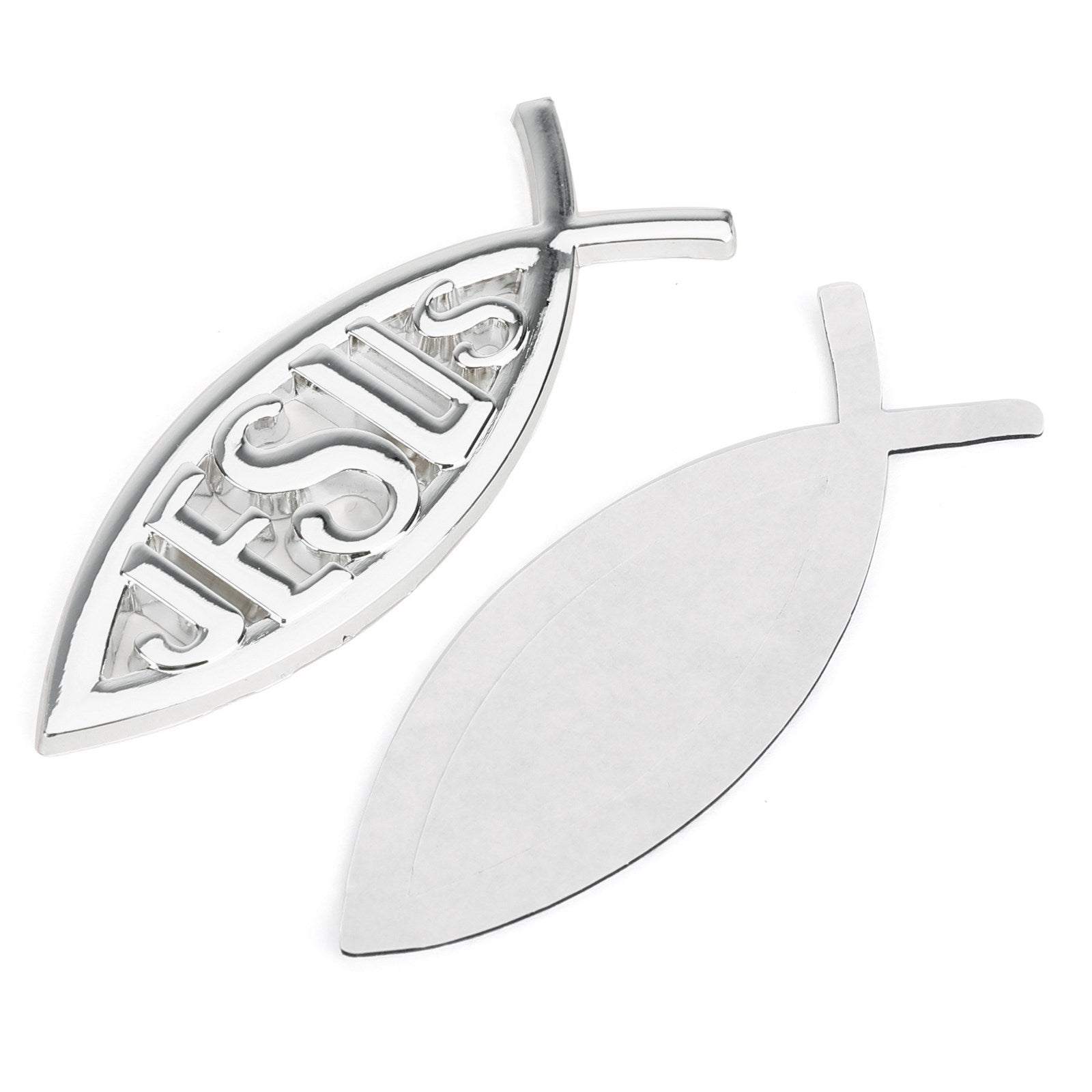 3D auto sticker embleem sticker religieuze God voor Jezus christelijke vis symbool zilver generiek