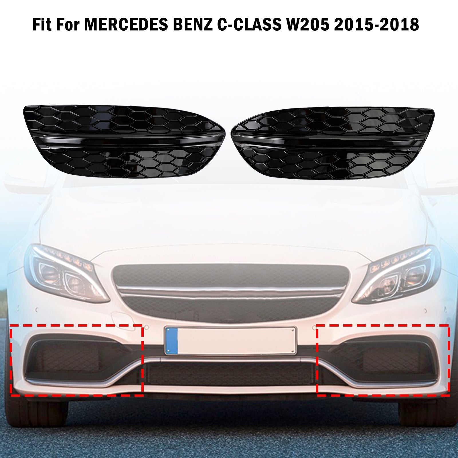 MERCEDES BENZ CLASSE C W205 Capa para farol de neblina dianteiro 2 peças, sedan básico 2015-2018