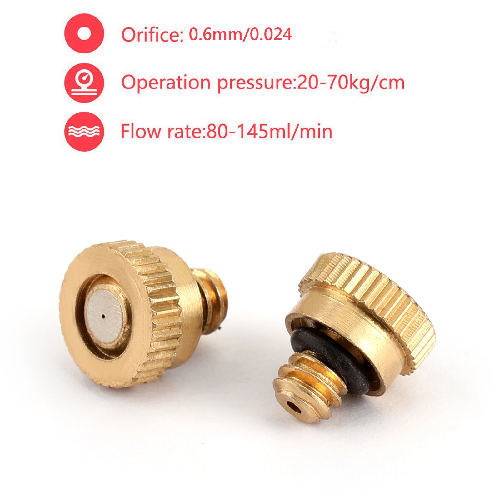 Bicos de nebulização de latão 10X/20X/50X para sistema de resfriamento 0.024" 10/24 UNC