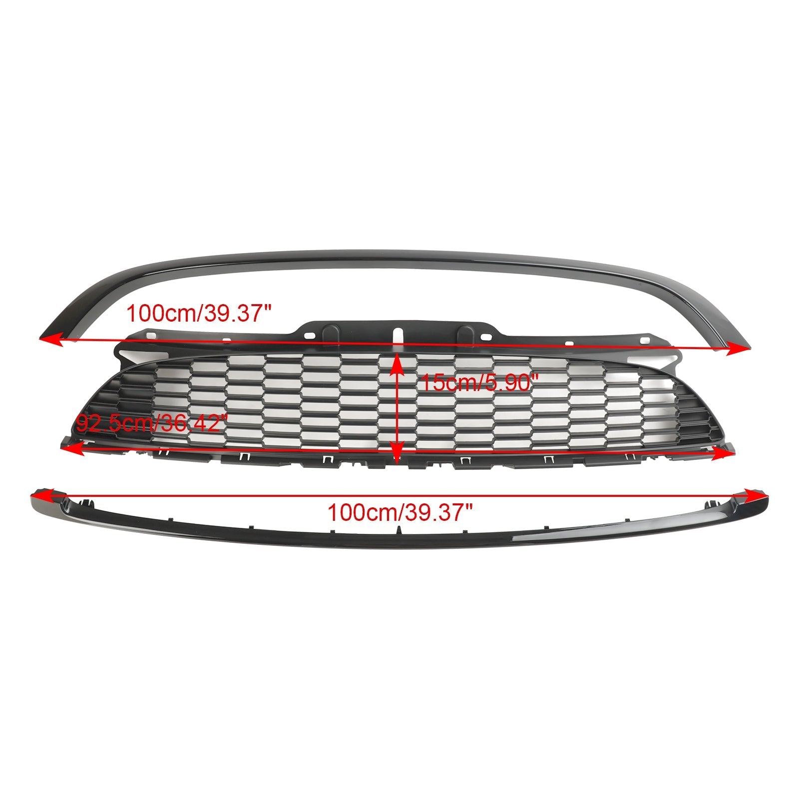 MINI R56 Cooper S & JCW 3-deurs hatchback 2007-2013 3PCS glanzend zwarte frontgrille