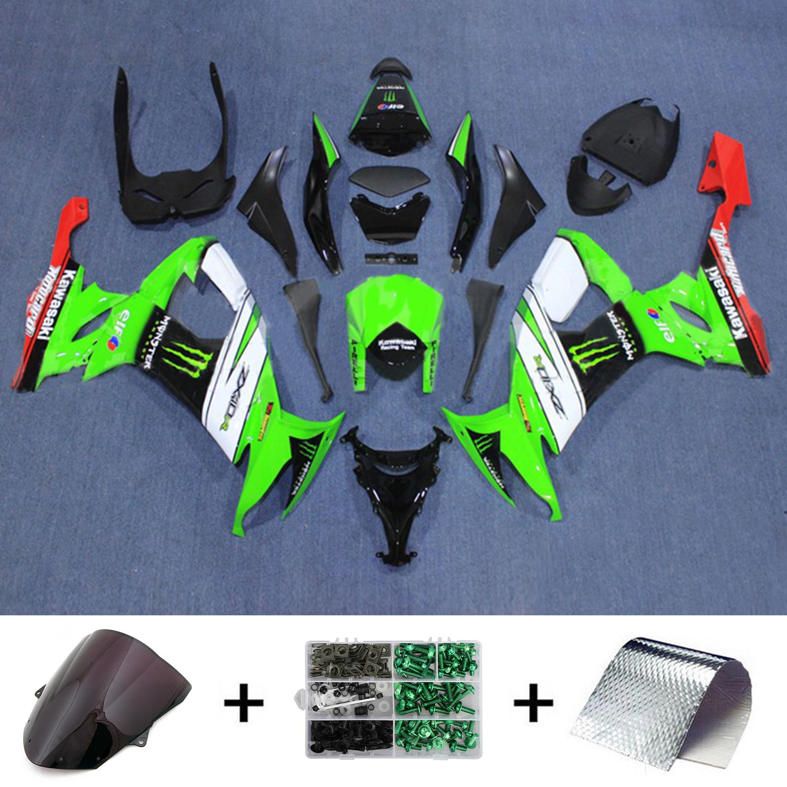 2008-2010 Kawasaki ZX10R Injektion Fairing Kit Bodywork Plastic ABS#119