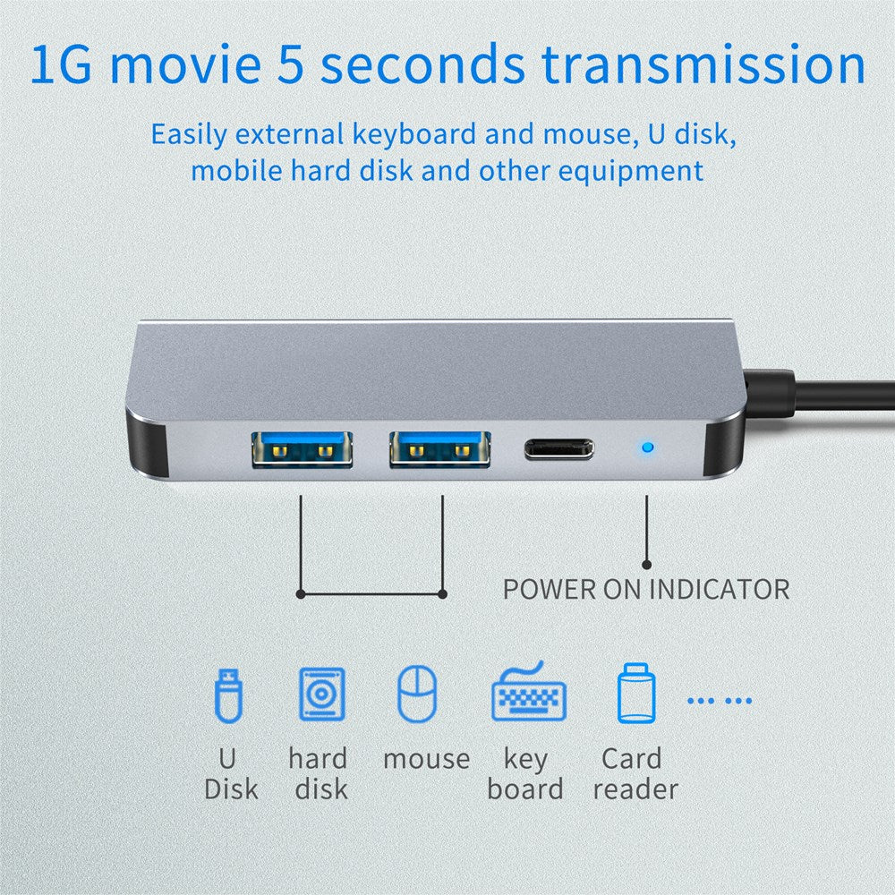 Adaptador HUB 4 en 1 USB-C tipo C HD con salida 4K HD USB3.0 para MacBook Pro iPad Pro