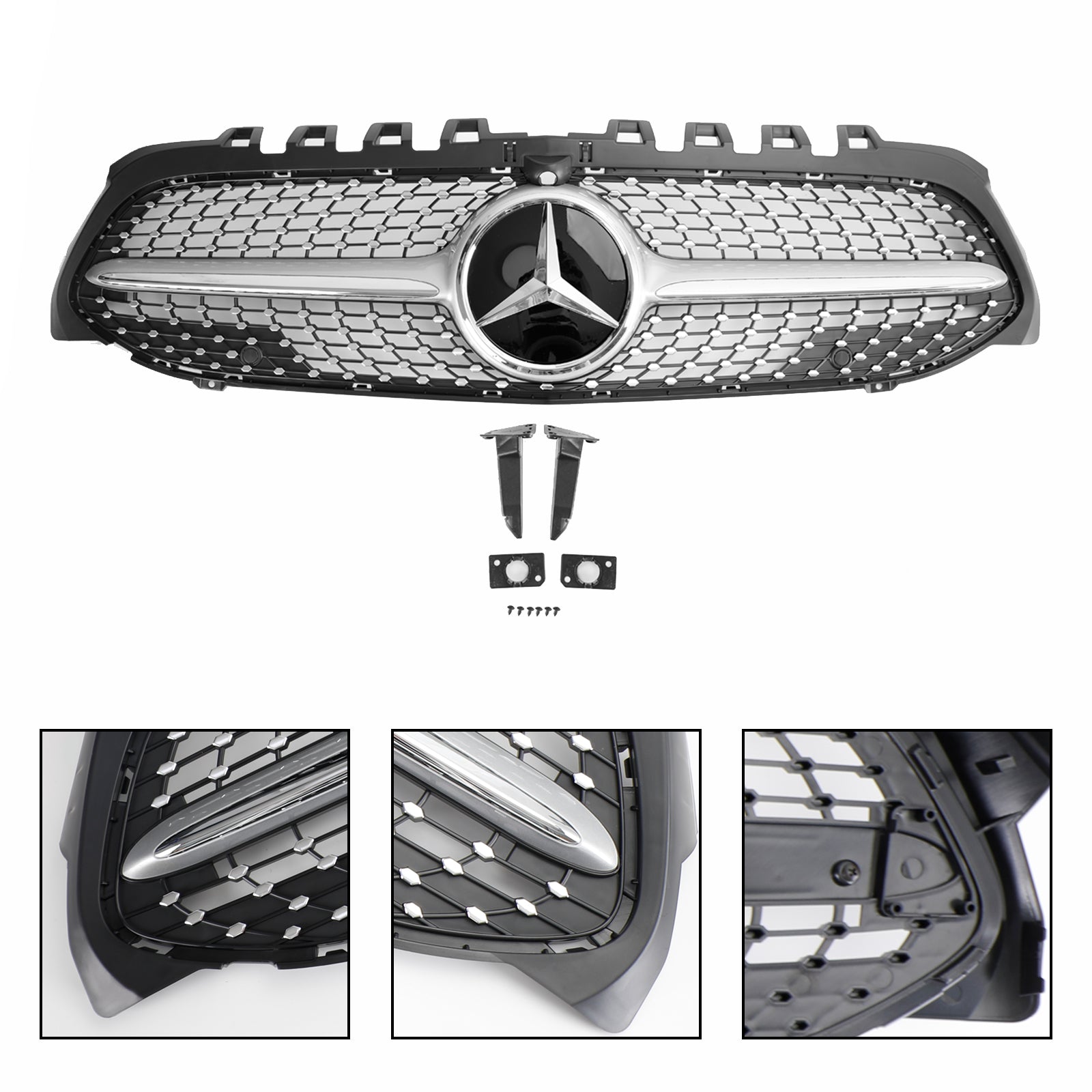 2019-2023 Benz A-Klasse W177 Diamond Front Bumper Grille Zwart/Chroom