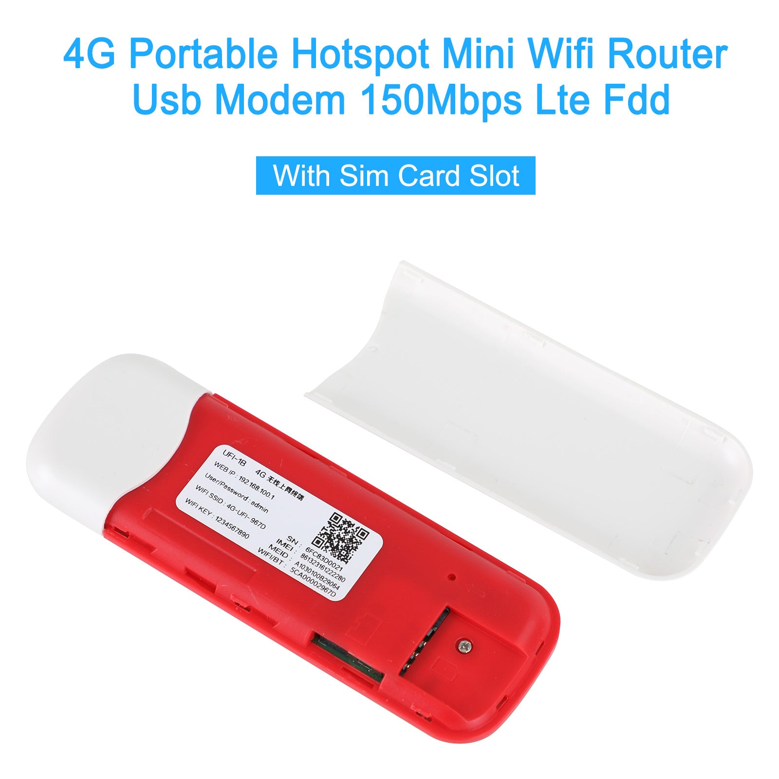 Enrutador inalámbrico 4G LTE WiFi módem de banda ancha móvil USB Dongle desbloqueado blanco