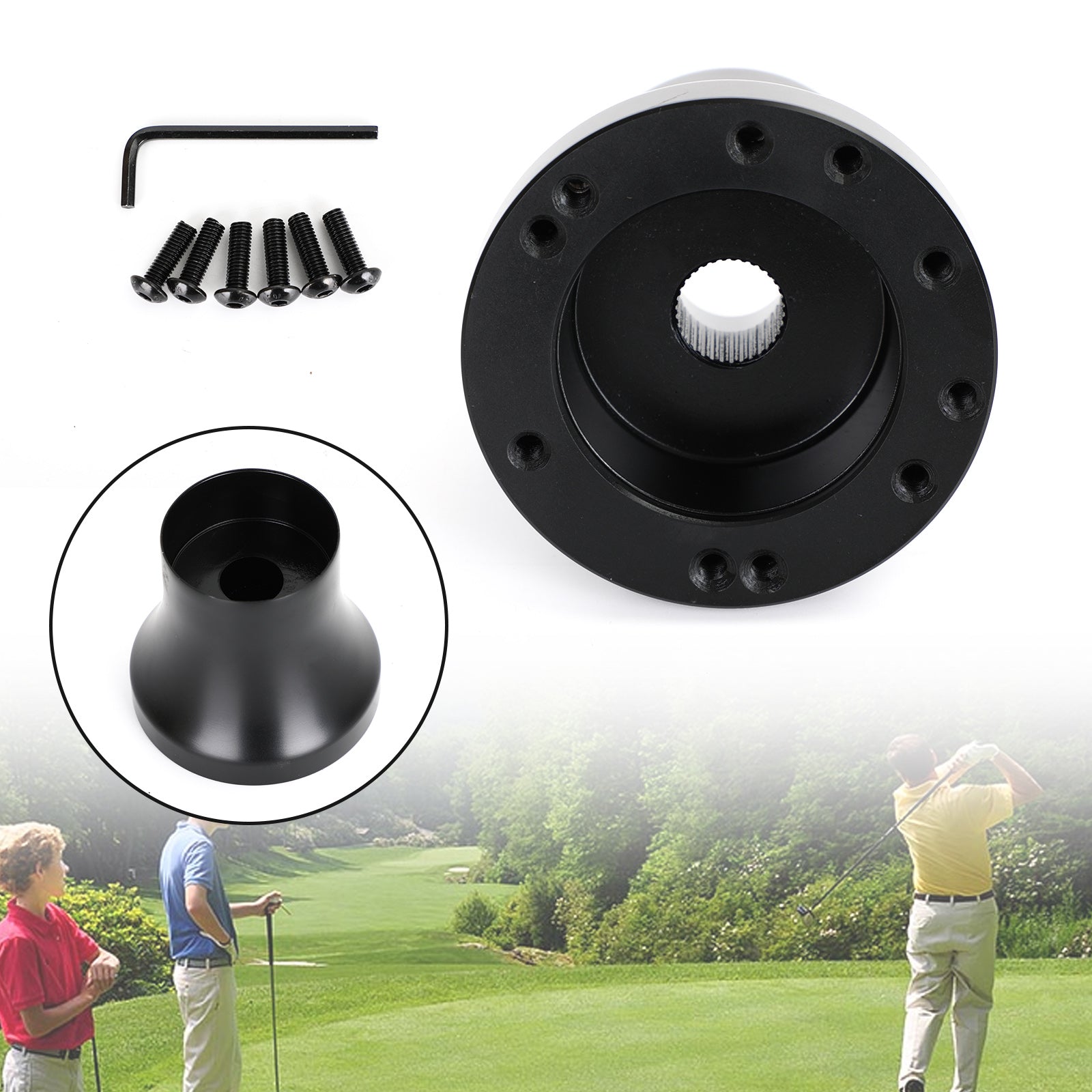 Golfový vozík hliníkový volant Adapter Hub Fit Fit for Club Car DS 1984-Up Black Generic