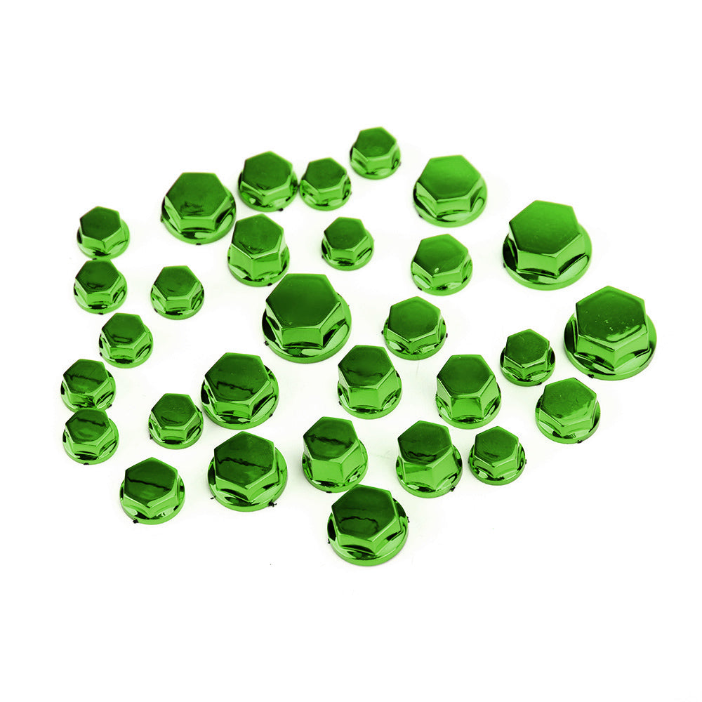 30 stuks 5 maten motorfiets groen plastic zeskantschroef covers bout moer cap cover generiek