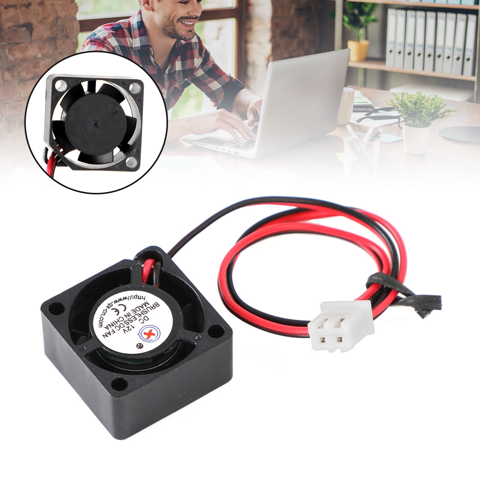 Borstelloze DC-koelventilator 12V 0,05A 2010 20x20x10mm mouw 2-pins draad