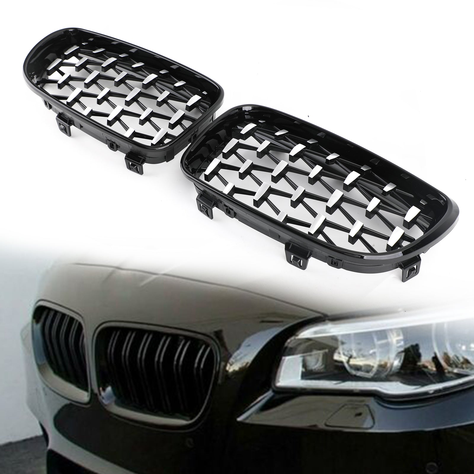 Frontgrille geschikt voor BMW 1-serie E81 E87 E82 E88 128i 135i 2008-2012 Zwart & Chrome Generiek