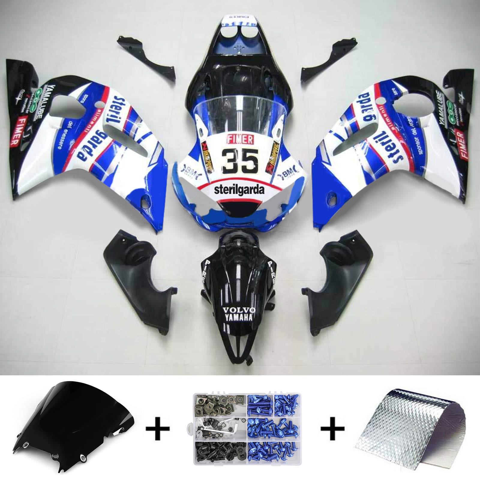 1998-2002 Yamaha yzf 600 R6 Kit de camence d'injection de carrosserie en plastique ABS # 106