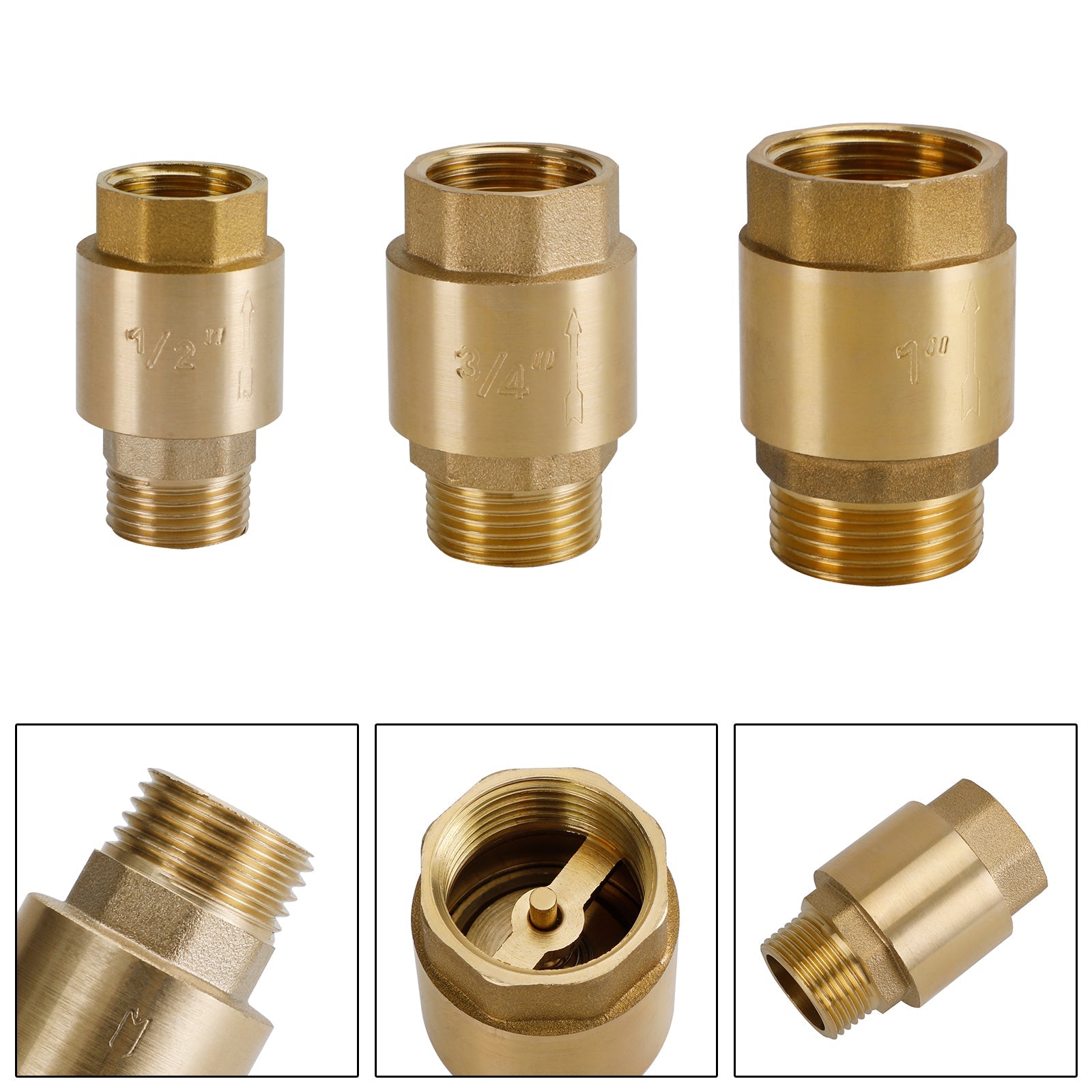 Válvula de retenção de latão G1/2" G3/4" G1" Prevenção de refluxo sem retorno com rosca M para F