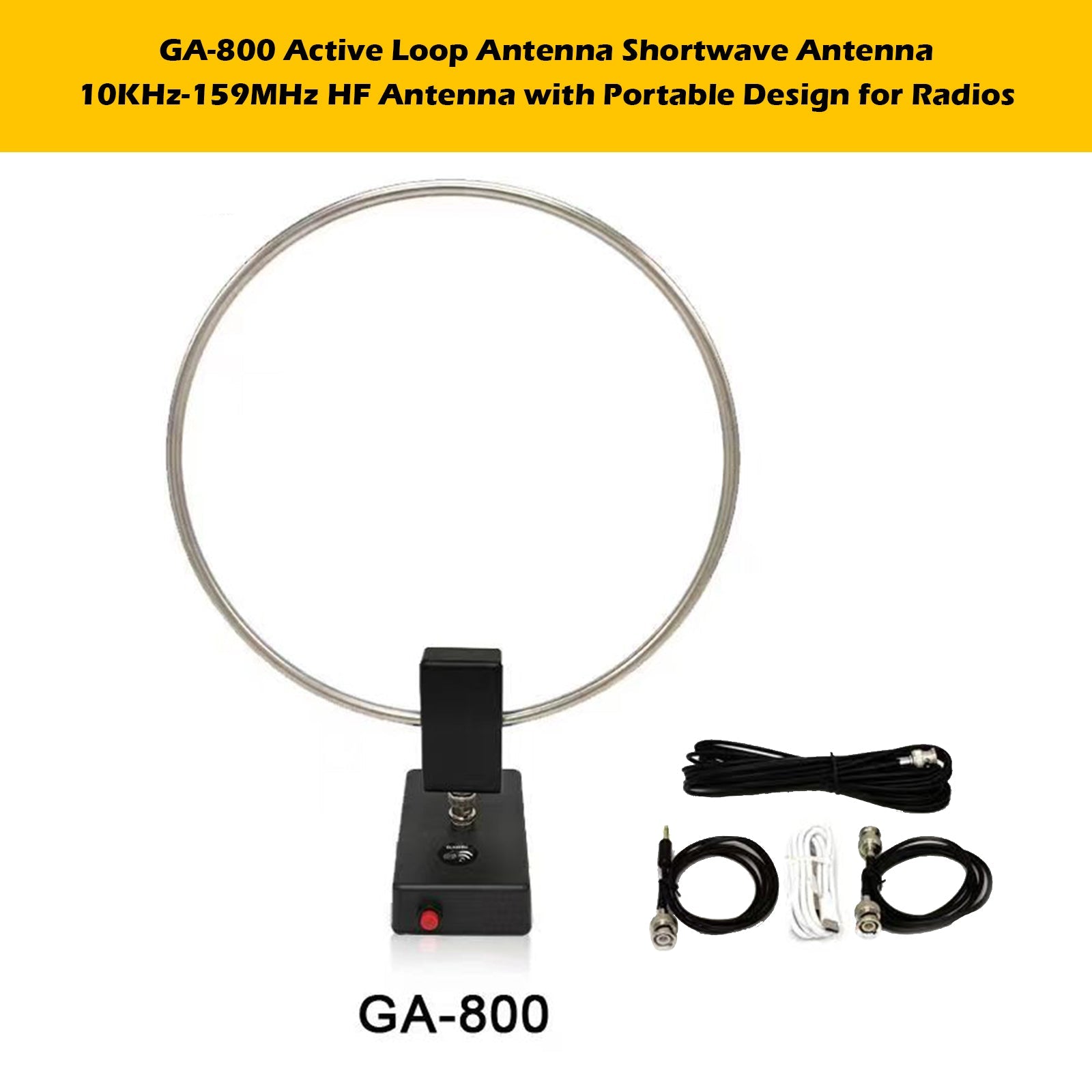 GA-800 Actieve lusantenne Kortegolfantenne 10KHz-159MHz HF-antenne voor radio's