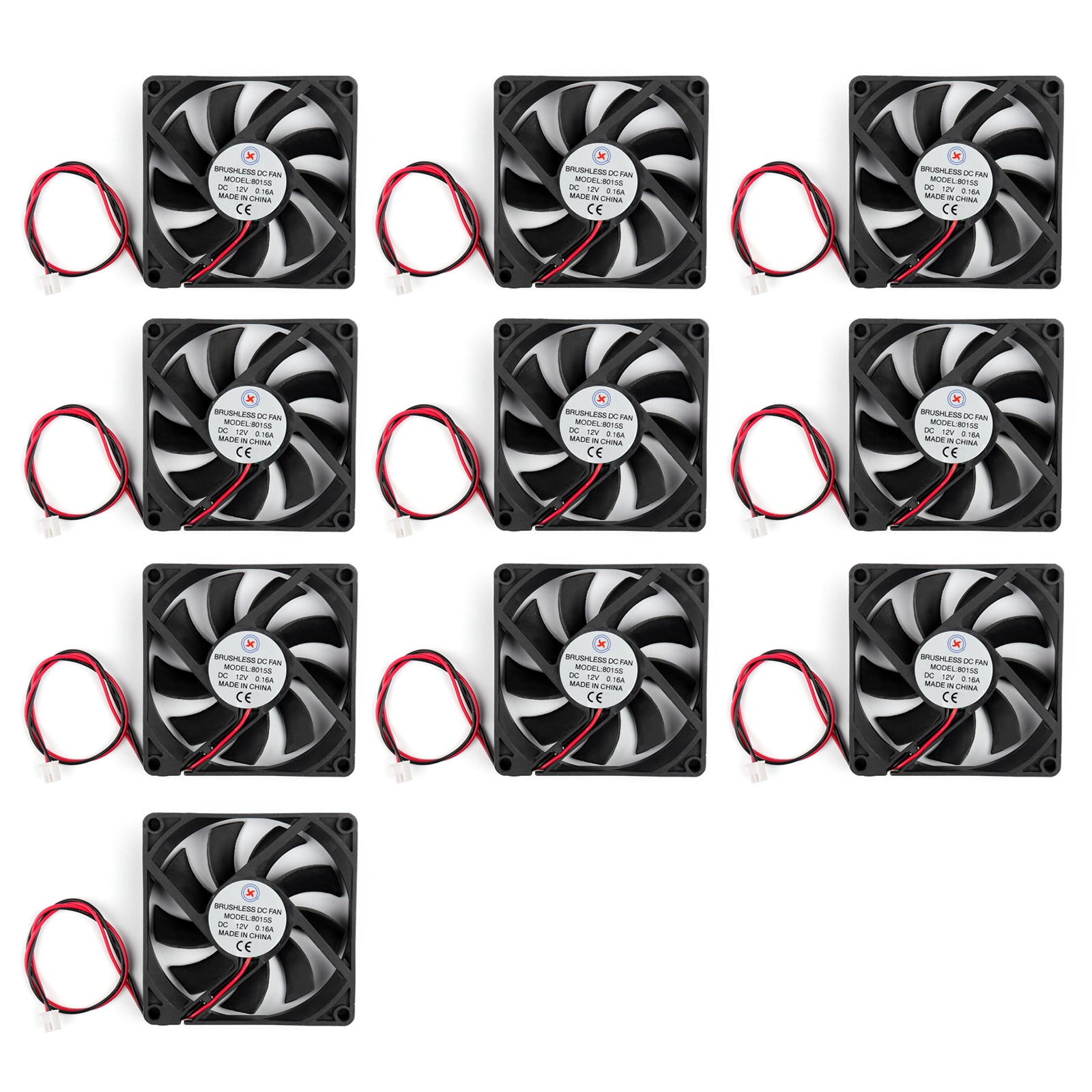 1PCS/4PCS/10PCS 12V 0.16A DC BRUSHLESS KJØLING PC COMPUTER FAN 8015S 80x80x15mm 2 Pin Wire