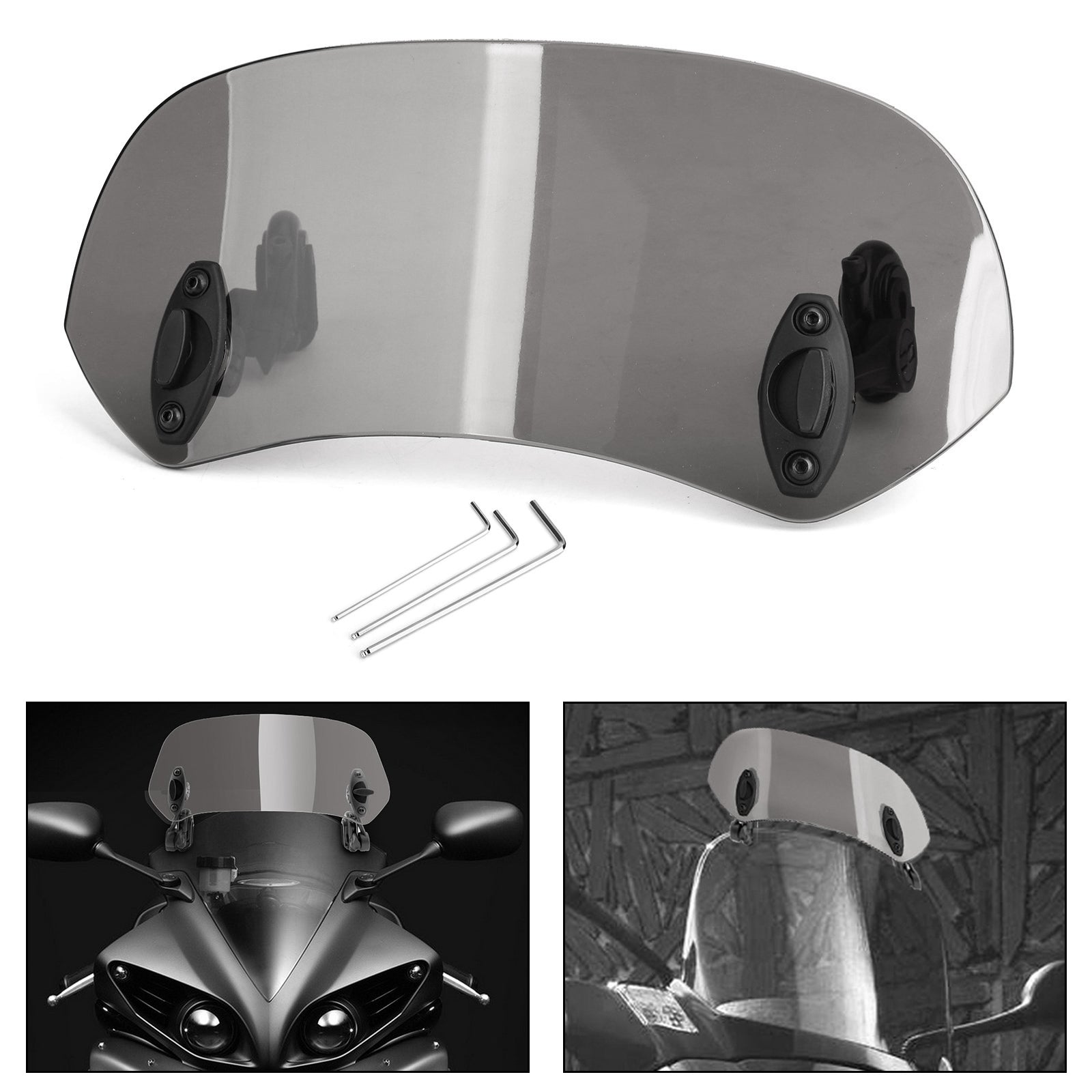 Adjustable Clip-on Spoiler Universal Motorcycle Windshield Extension - For  Better Wind Protection Universal Bike Windscreen, image size:1600x1600