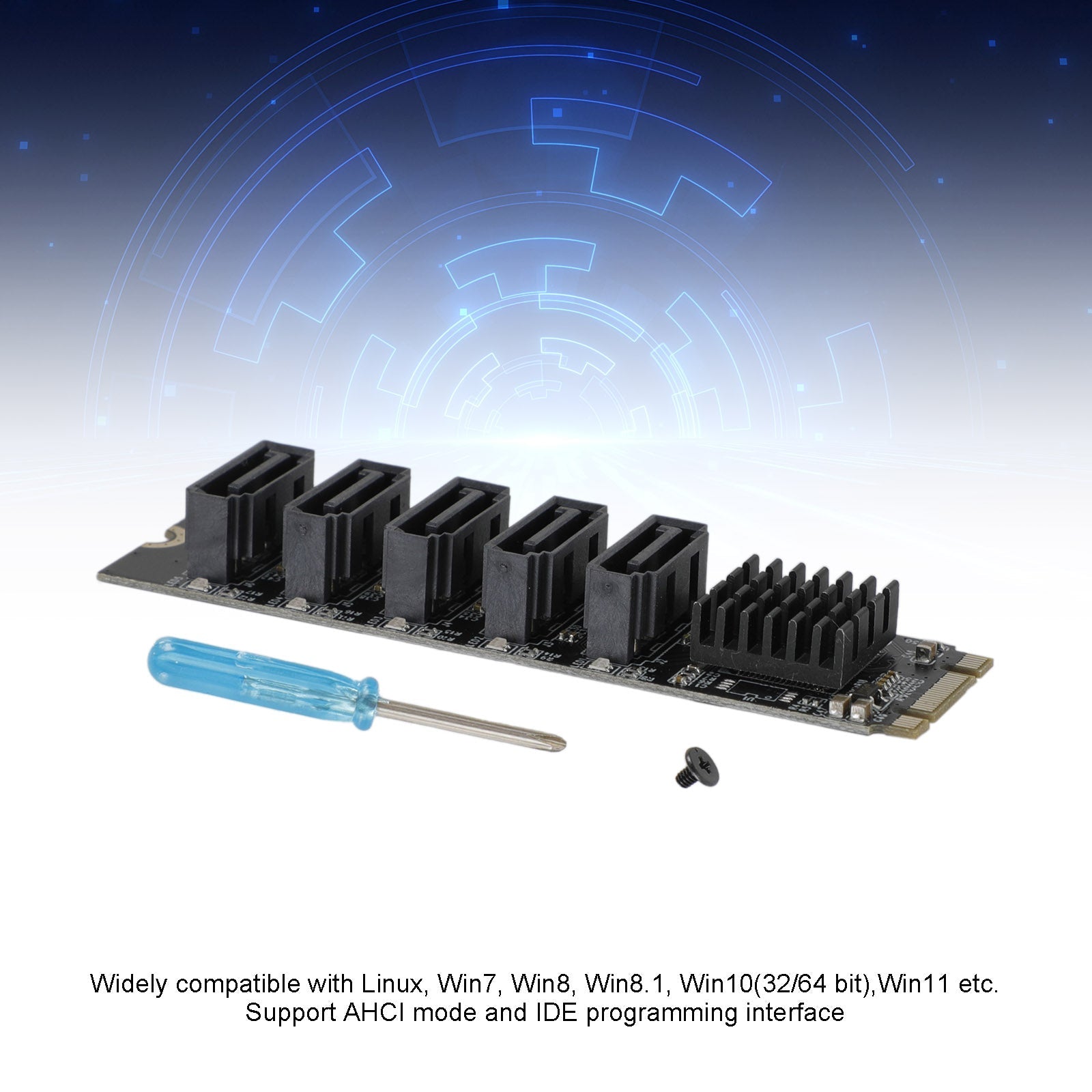 Adaptador M.2 a SATA 3.0 JMB585 Tarjeta de expansión de unidad de disco duro de 5 puertos para PH56