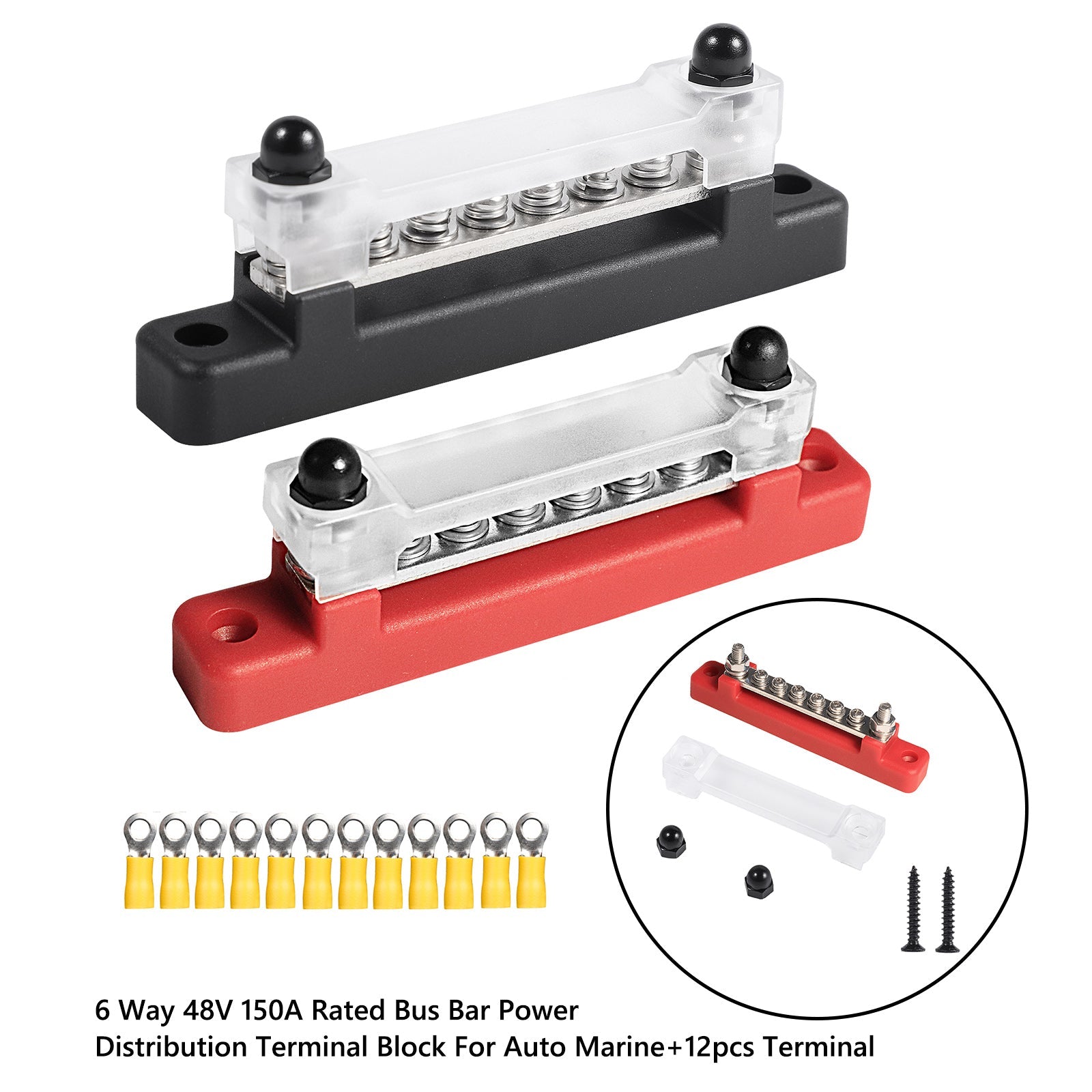 6-weg 150A distributie-aansluitblok auto-marine-boothouderafdekking 48V-busbar