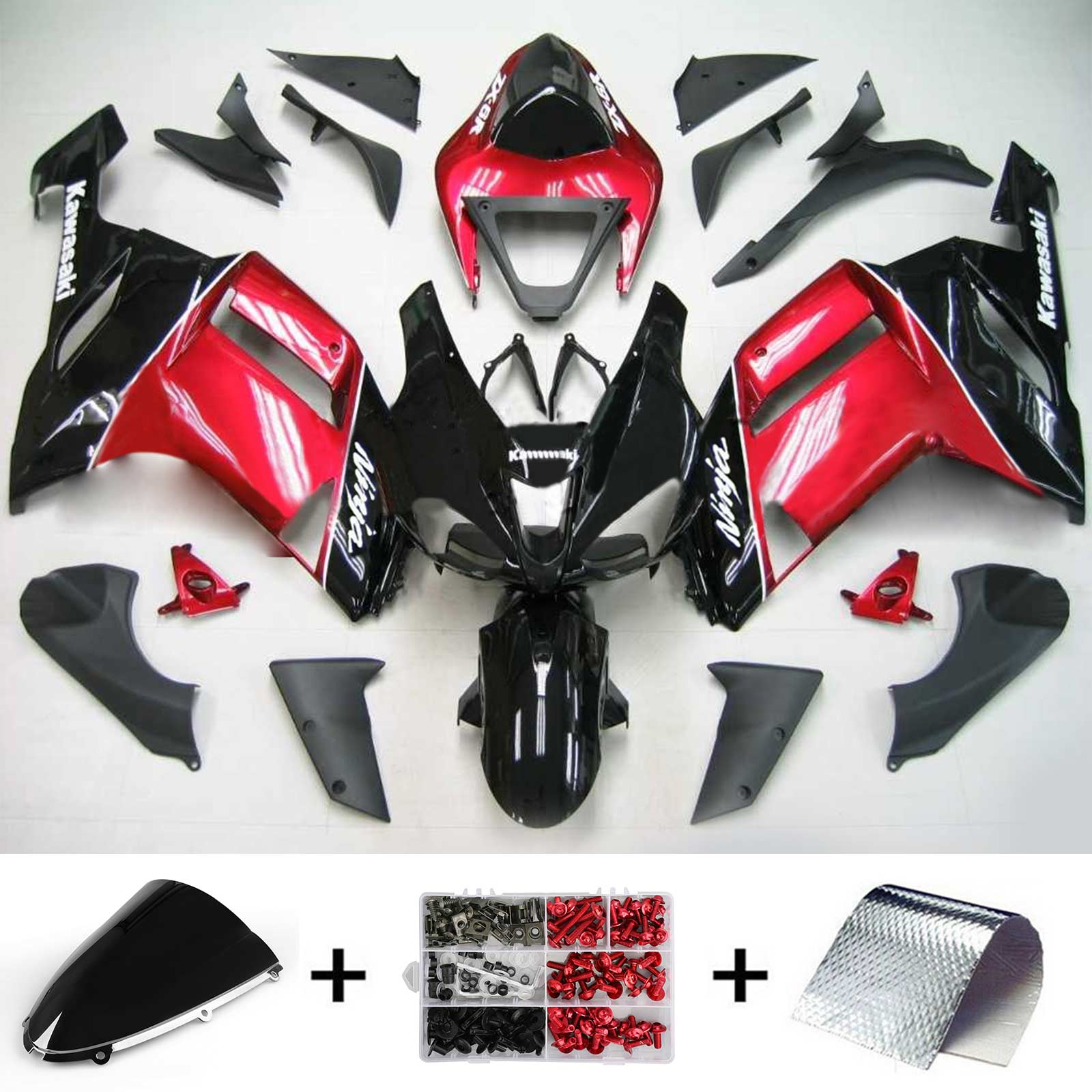 2007-2008 KAWASAKI ZX6R 636 Kit de carénage injection AMOTOPART BORDSWORD PLASTIQUE ABS # 124