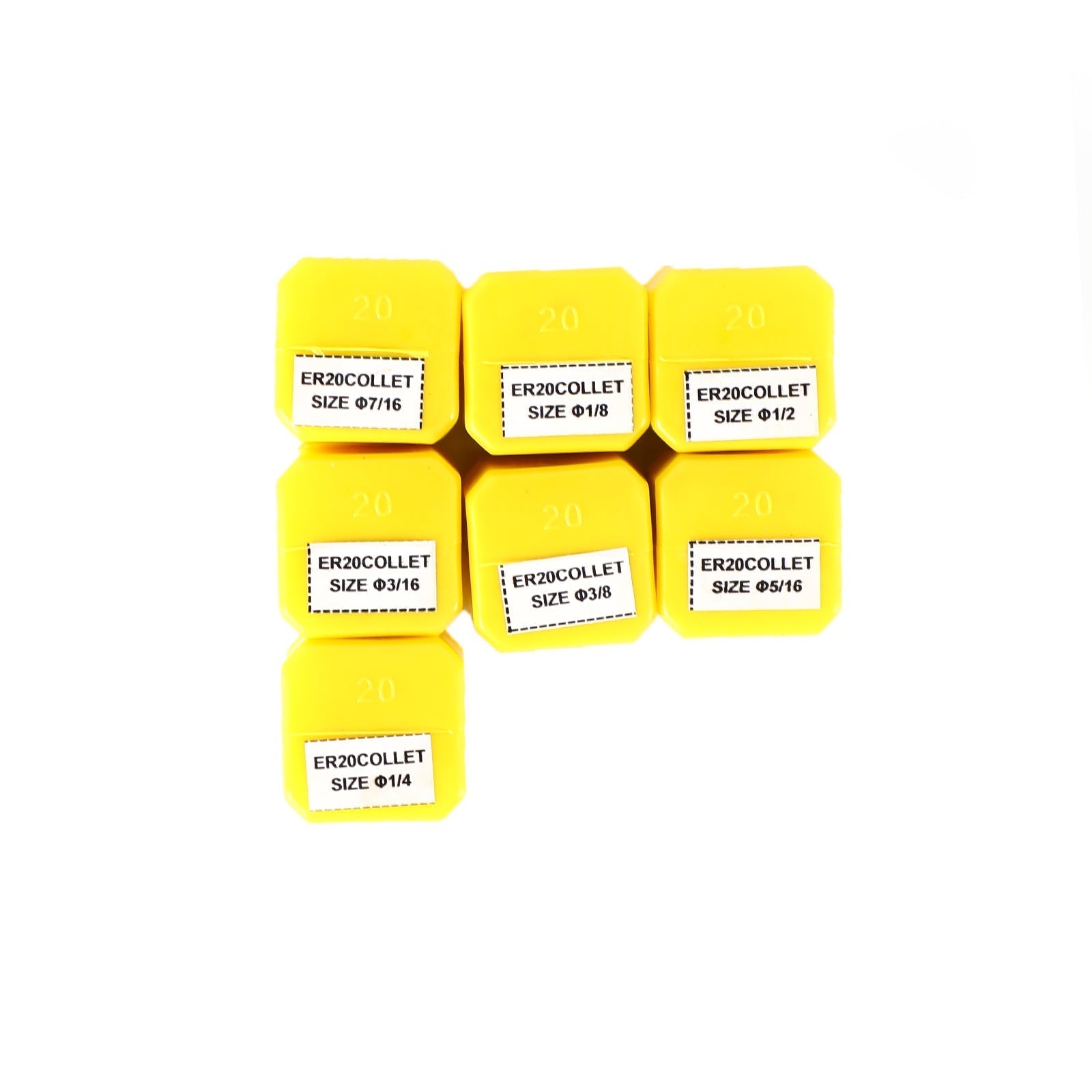 7pcs ER20 Spring Collet Set for CNC Milling dreiebenk verktøy Graveringsmaskinstål