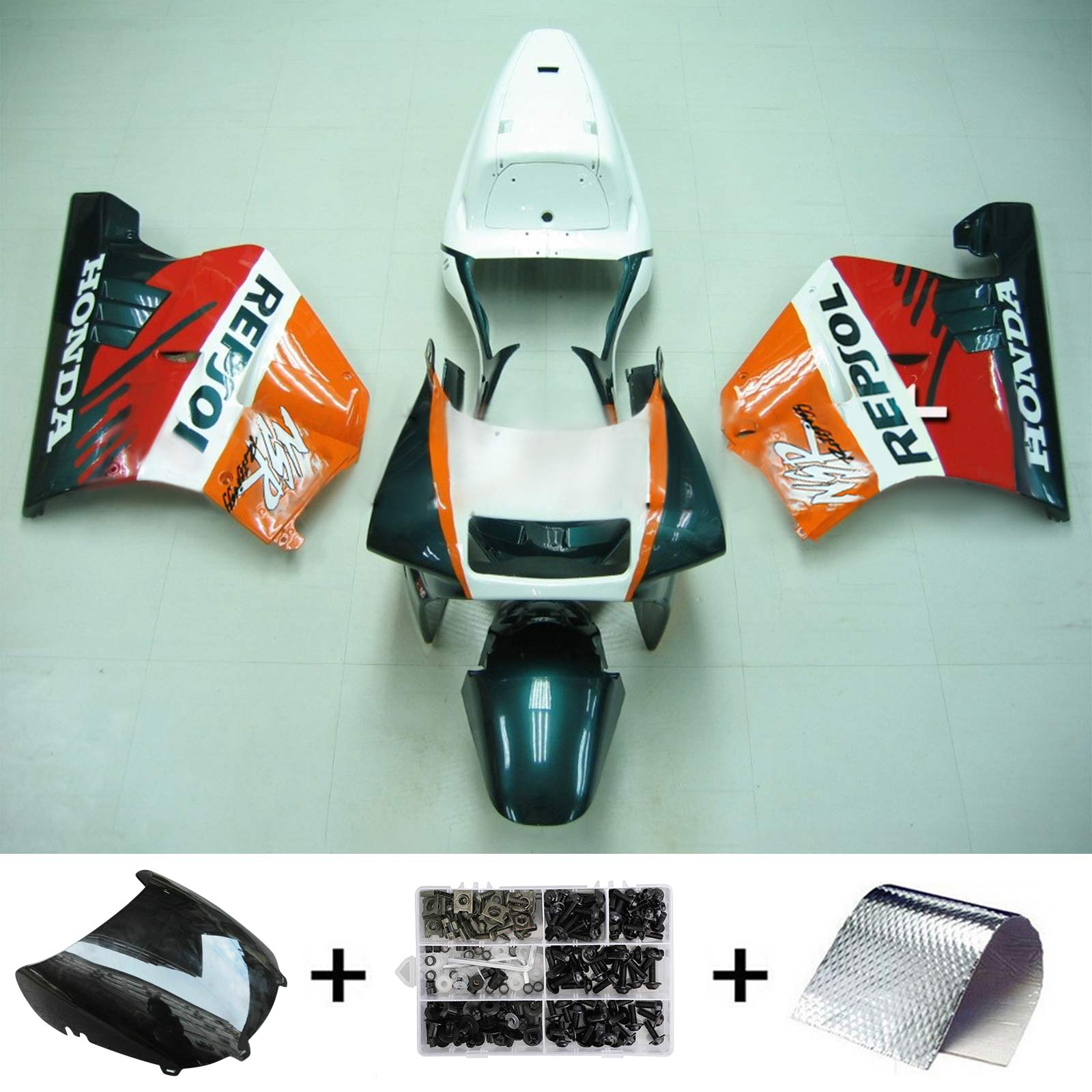 1990-1993 Honda NSR250 PGM-3 Amotopart Kit de carenado de inyección Carrocería Plástico ABS # 110