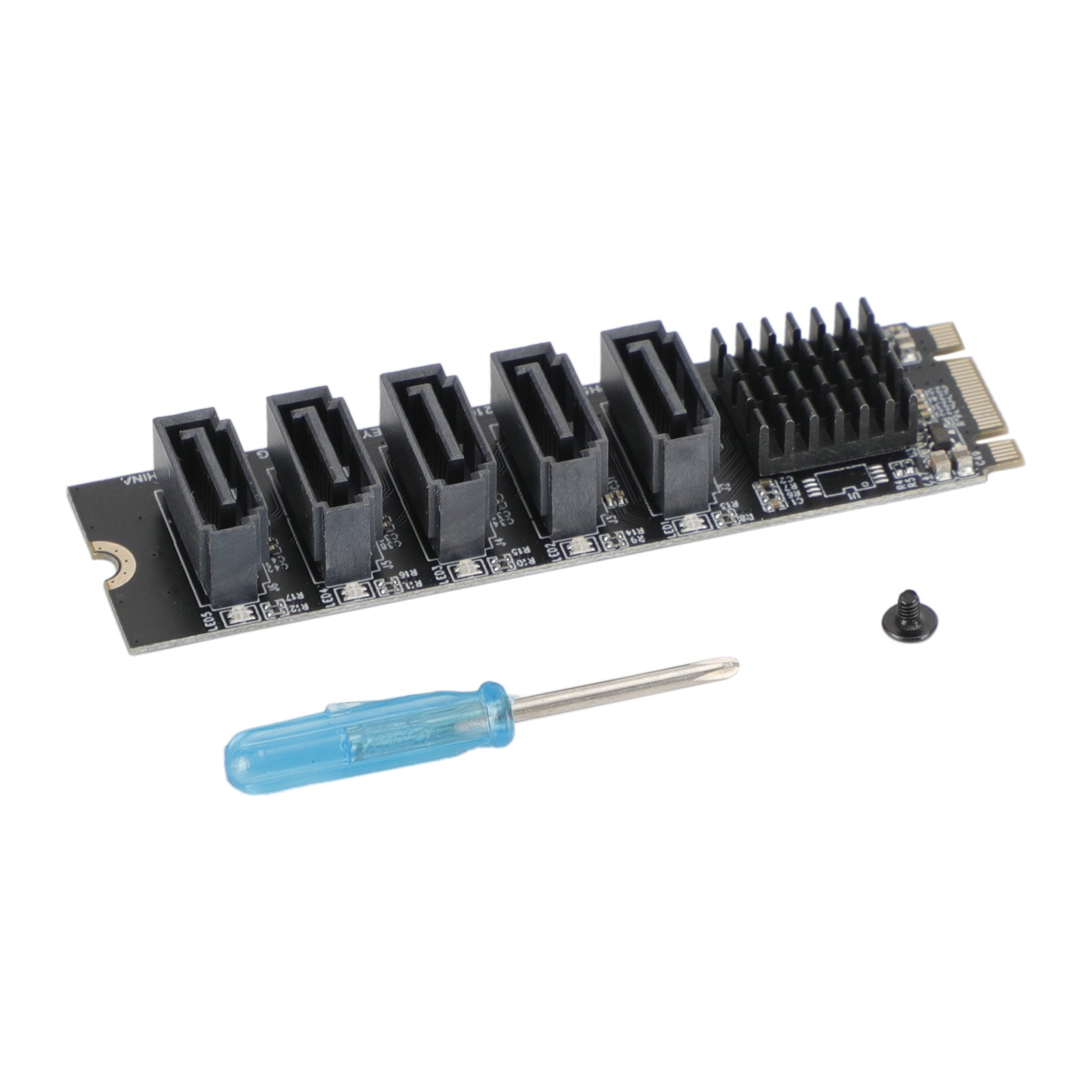 Adaptador M.2 a SATA 3.0 JMB585 Tarjeta de expansión de unidad de disco duro de 5 puertos para PH56