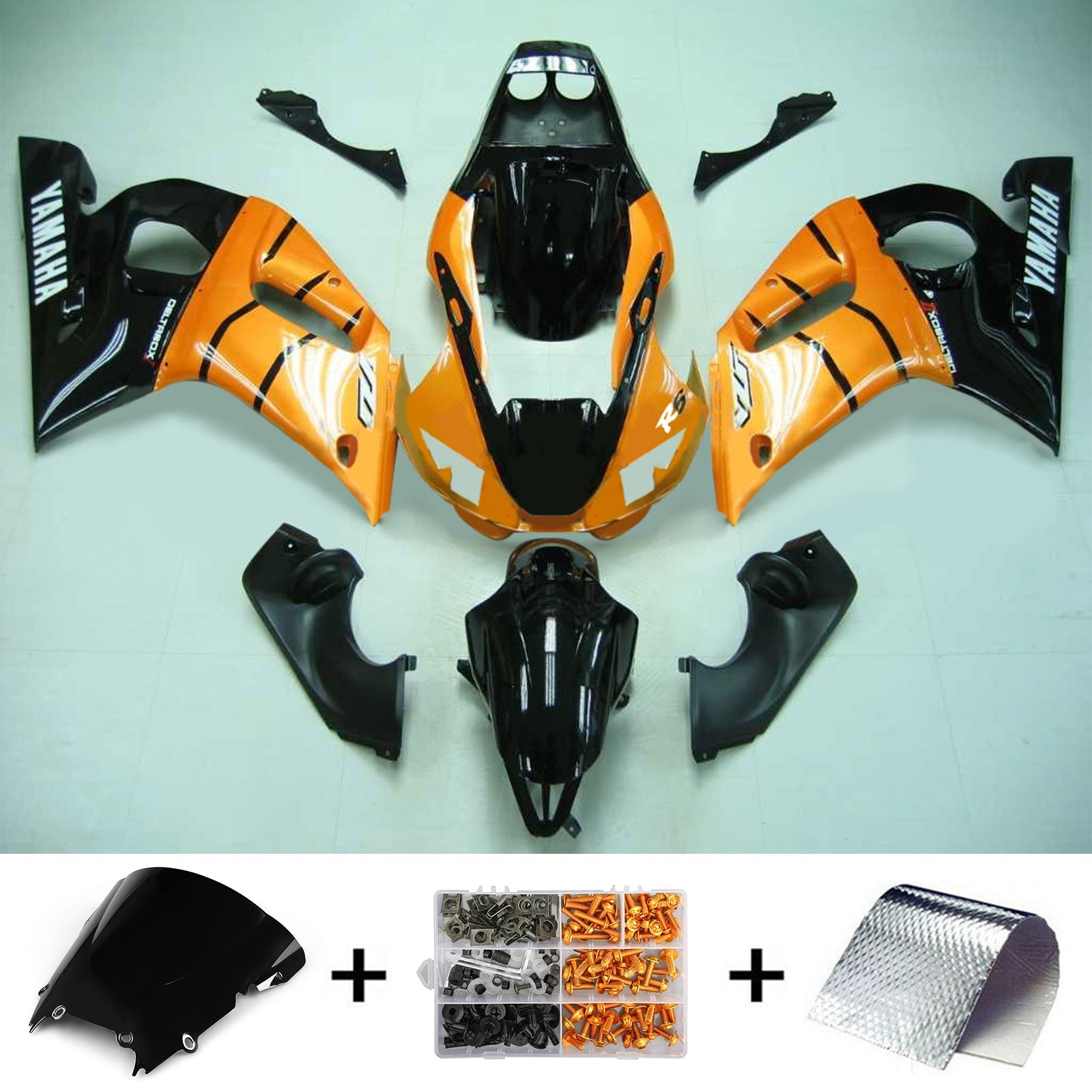 1998-2002 Yamaha Yzf 600 R6 Kit de camence d'injection Bodywork Plastic Abs # 124