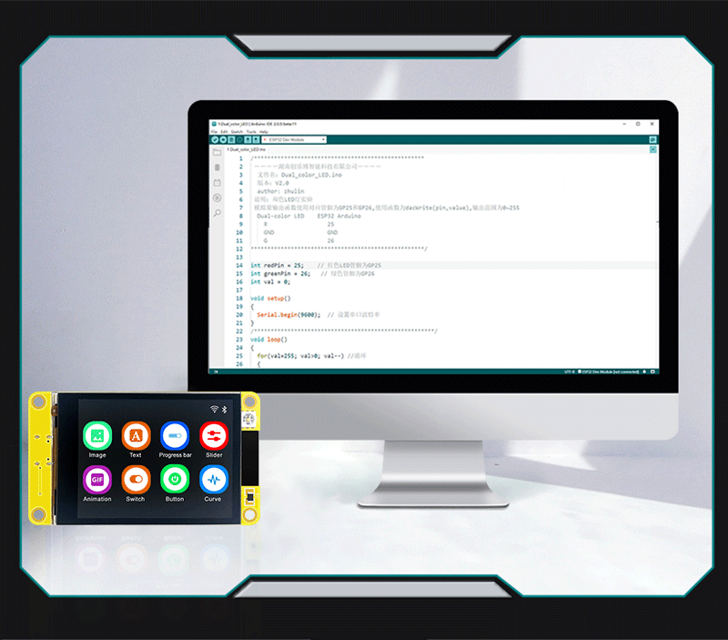 ESP32 Development Board Display WiFi Bluetooth Pekskärm LVGL Dual-Core CPU
