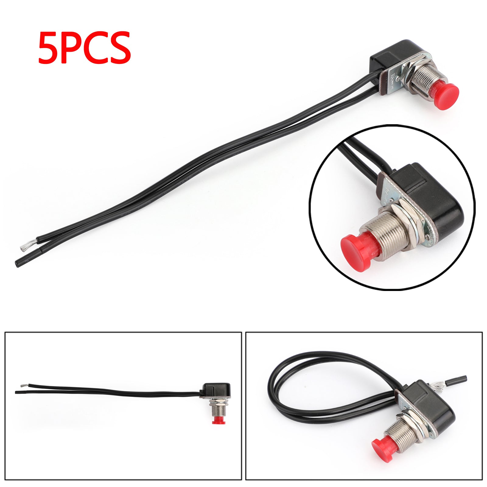 5pc normalement fermé le bouton de bouton-bouton d'auto-réinitialisation momentanée Interrupteur de réinitialisation avec rouge