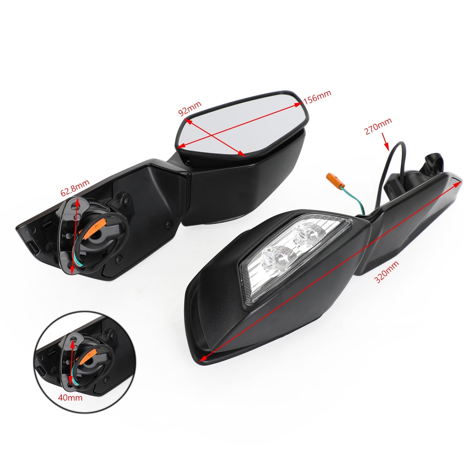 Speil & Blinklysenhet - 56001-0322 56001-0323 For KAWASAKI ZX-10R NINJA 16-20 Generisk