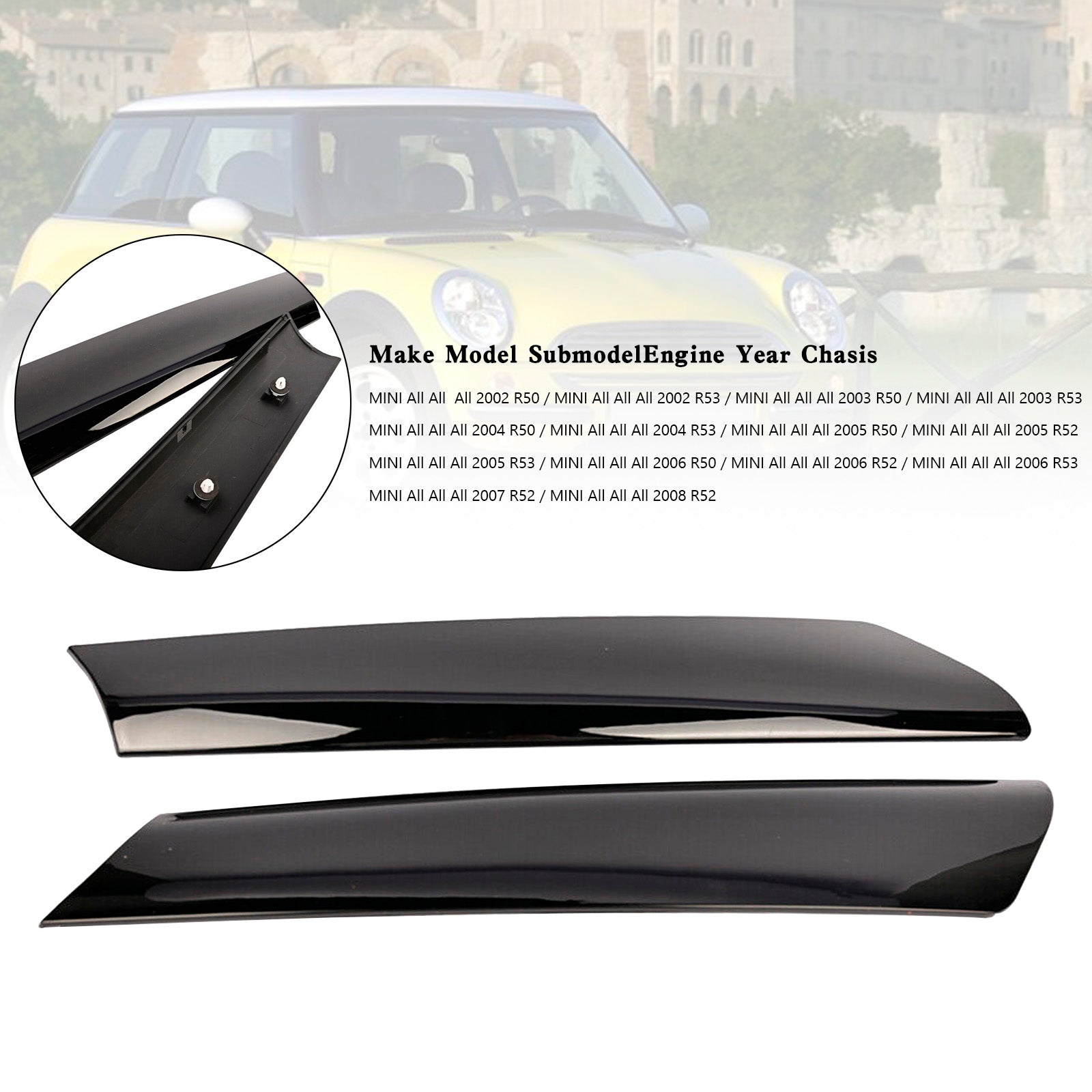 Vľavo+pravé predné čelné sklo stĺpka 51137128157 58 pre Mini All 2005 R52