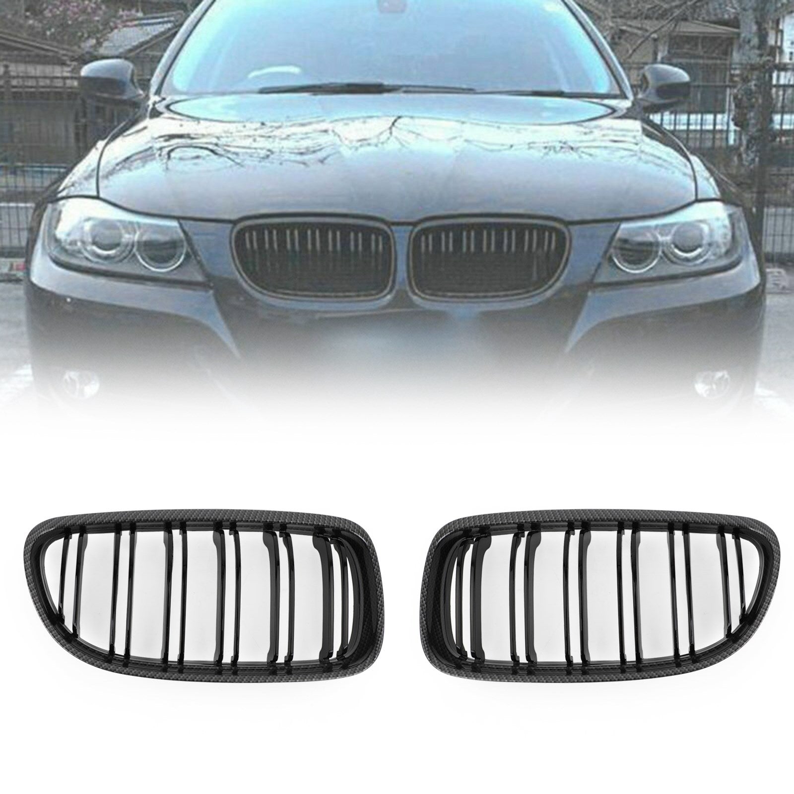 2008-2012 BMW E90/E91 LCI 3 Série Front Kidney Grilles Fiber de carbono 02HGL1106ABK genérico
