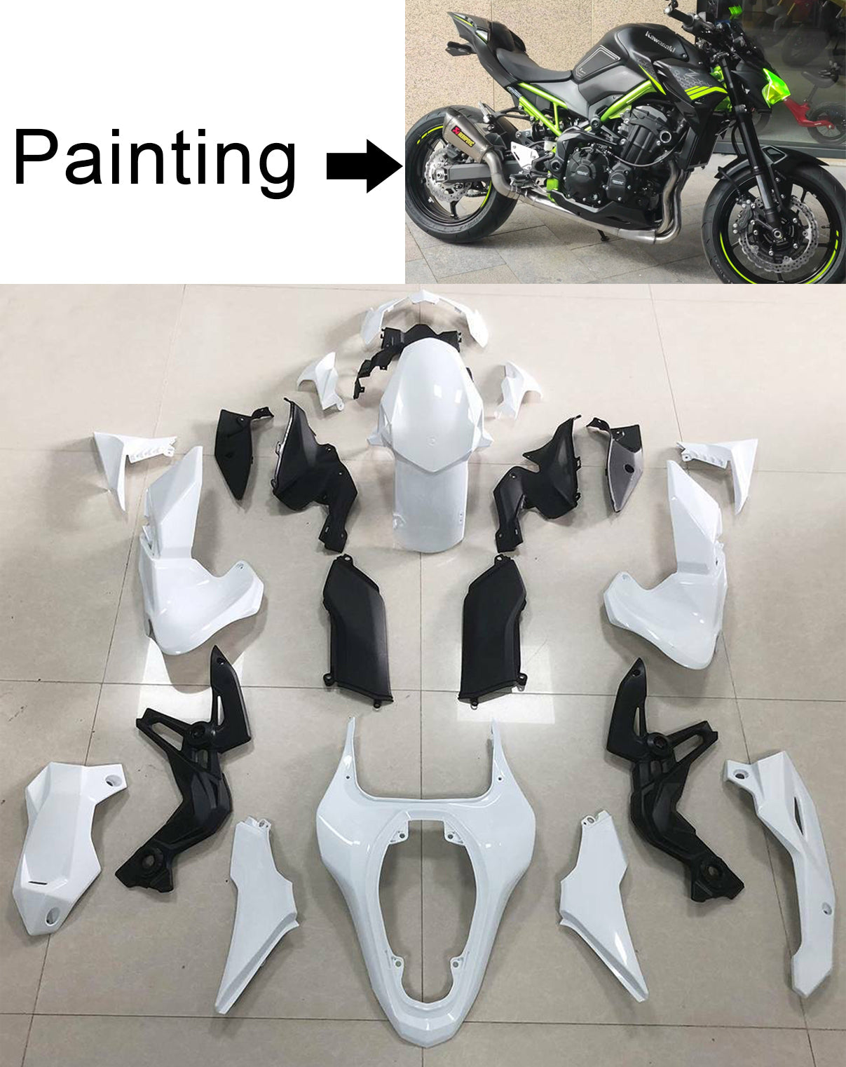 2020-2021 KAWASAKI Z900 AMOTOPART INJECTION FAIRING KIT BORDOW TROPS PLASTIQUE ABS # 107