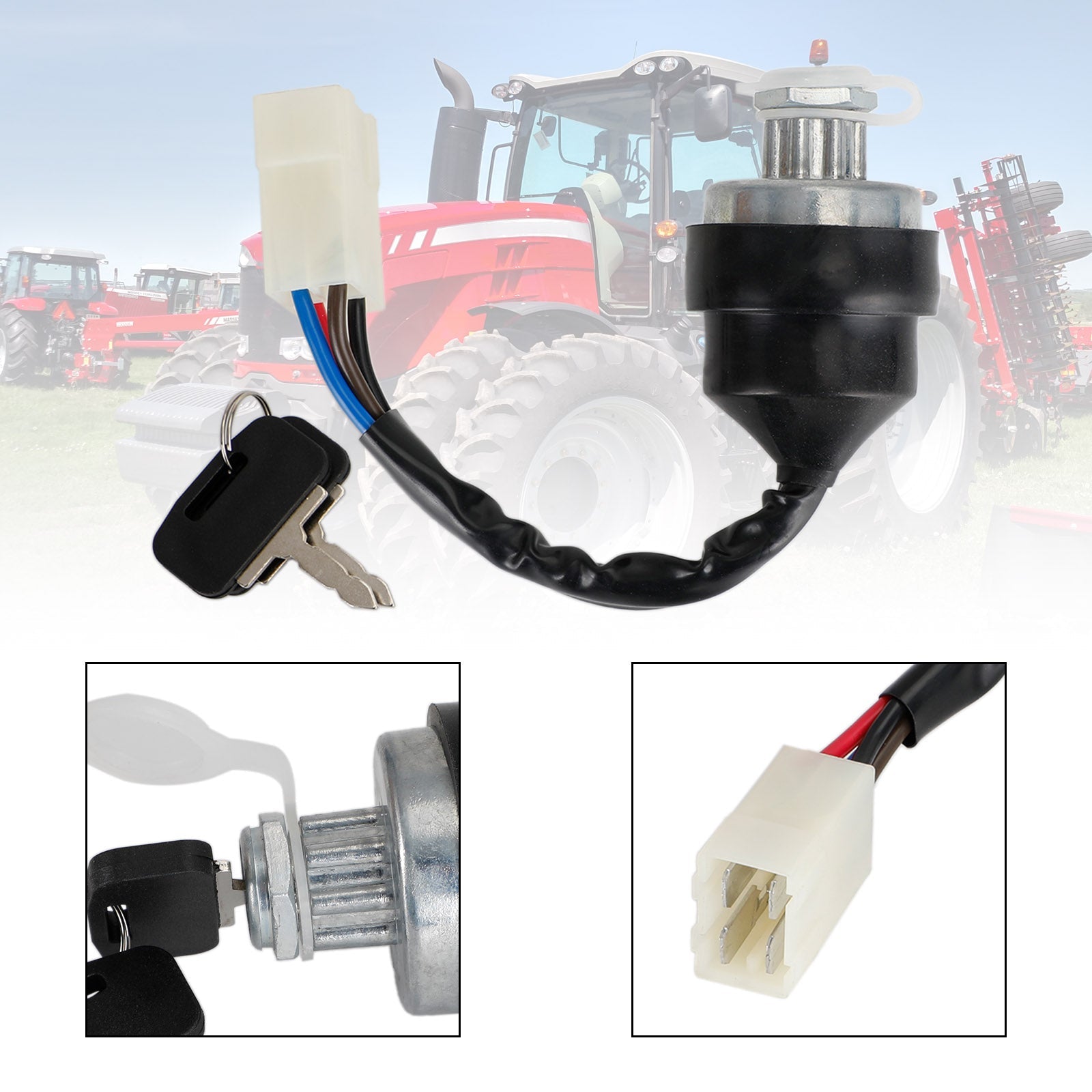 Ignition Switch with/2 Keys 3699692M92 passer for Massey Ferguson traktordeler
