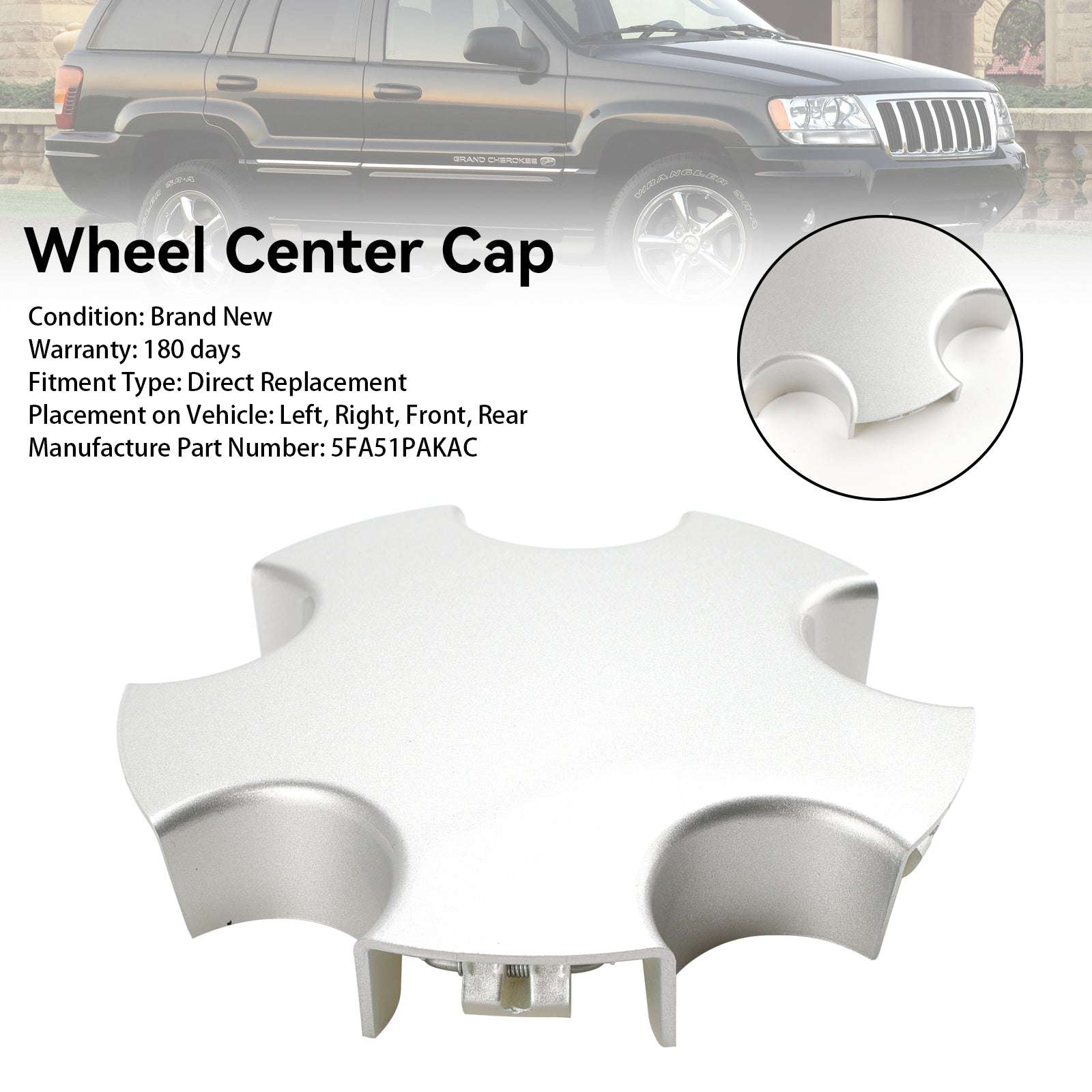 Jeep Grand Cherokee 2001-2004 1PC Wheel Center Cap Capreau de plaquette de moyeu