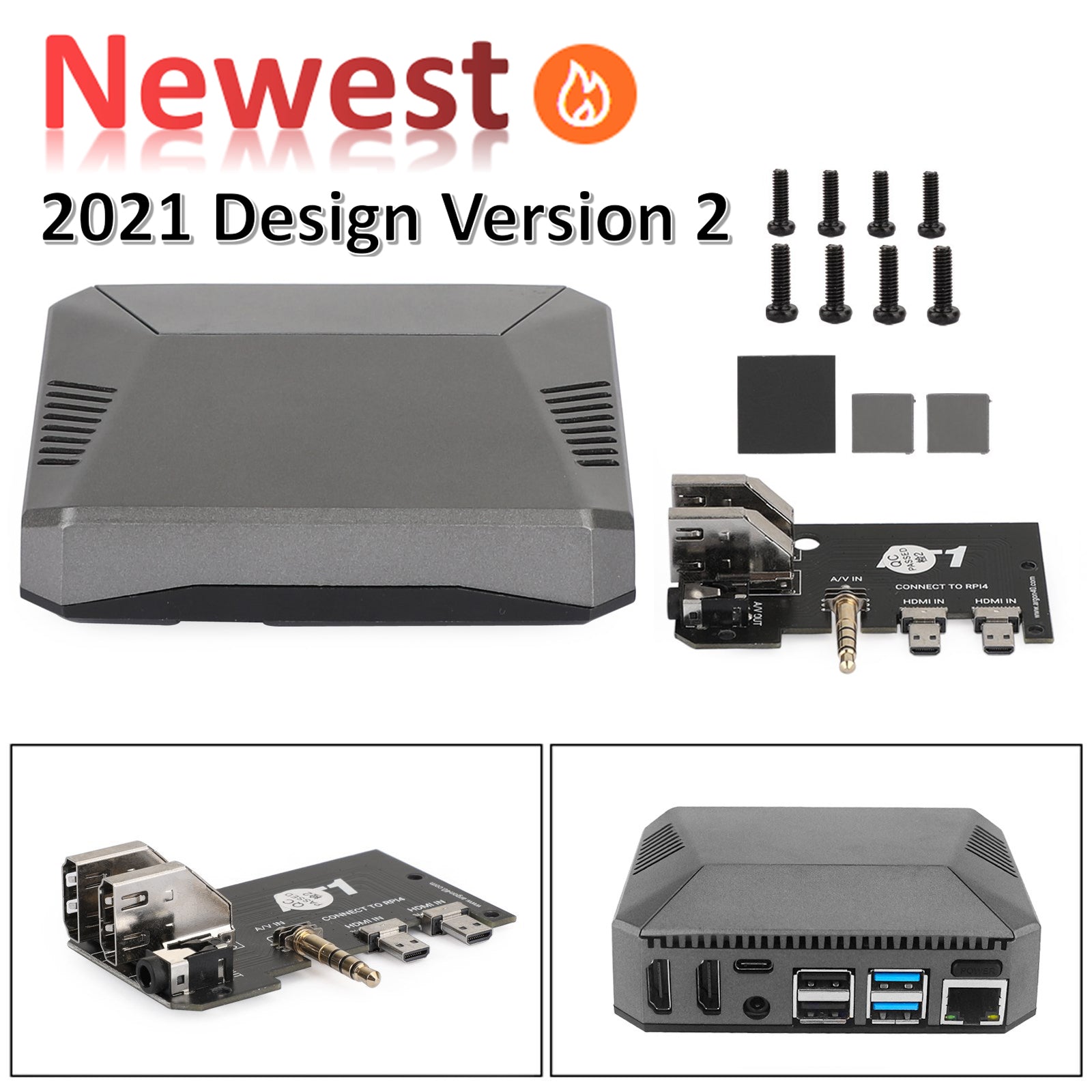 Caja de aluminio 2021 para Raspberry Pi 4 con botón de encendido seguro para Argon One