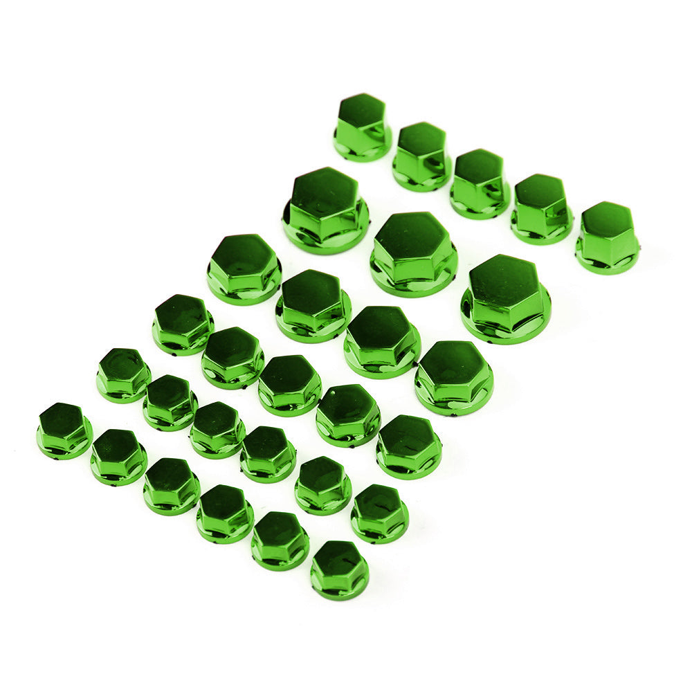 30 stuks 5 maten motorfiets groen plastic zeskantschroef covers bout moer cap cover generiek