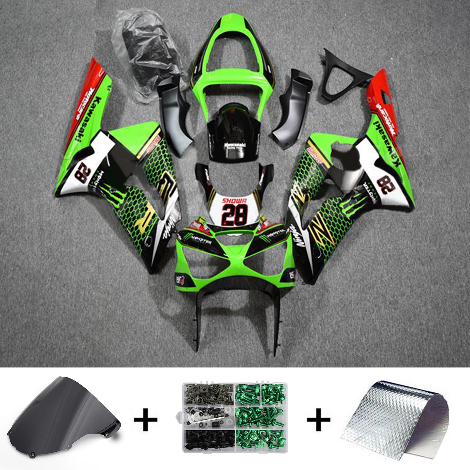 2003-2004 Kawasaki ZX6R 636 Injection Fairing Kit Bodywork Plastic ABS#120