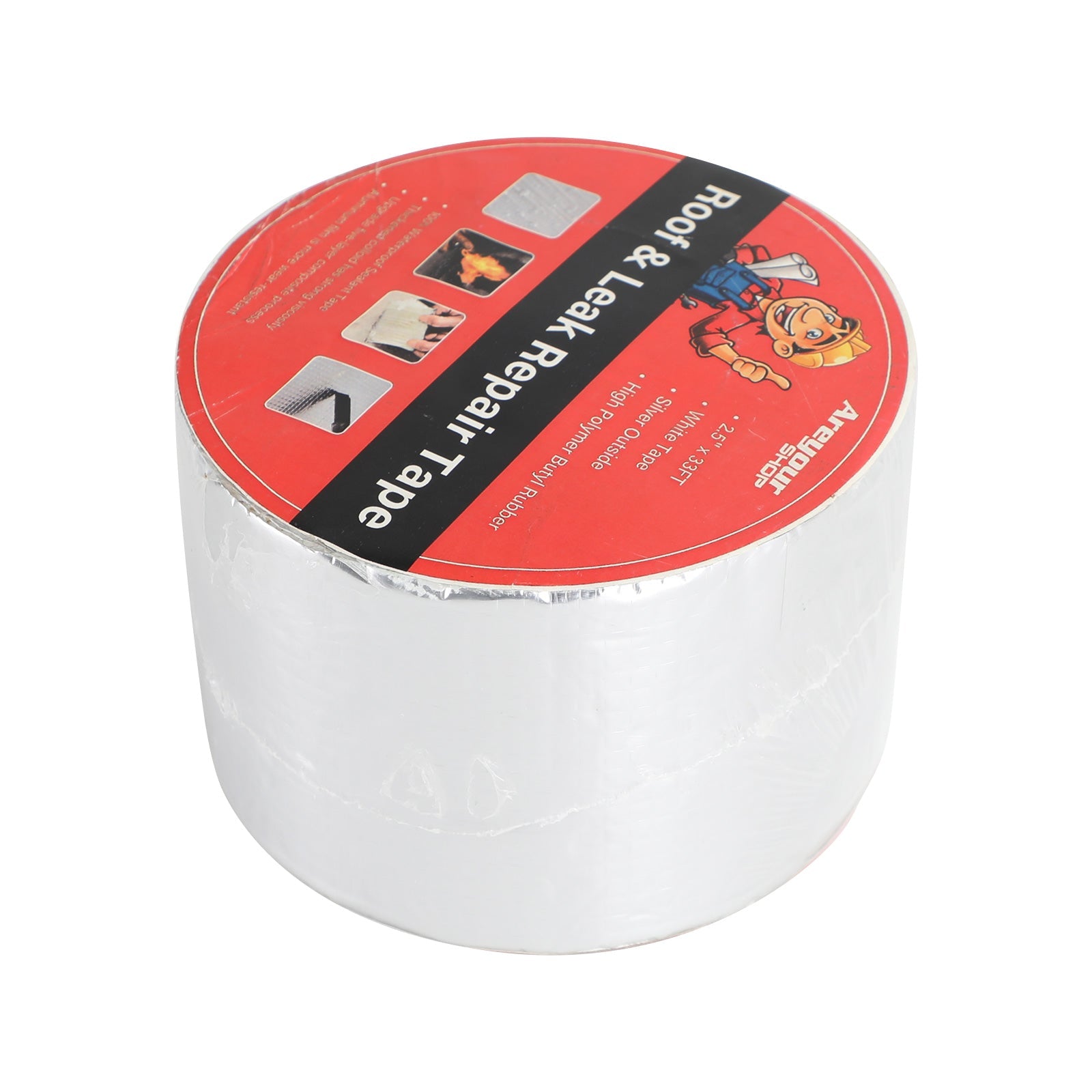 4" x 30' RV-tettetape UV-vanntett taklekkasjer reparasjonstape forsegling, klebrig sølv
