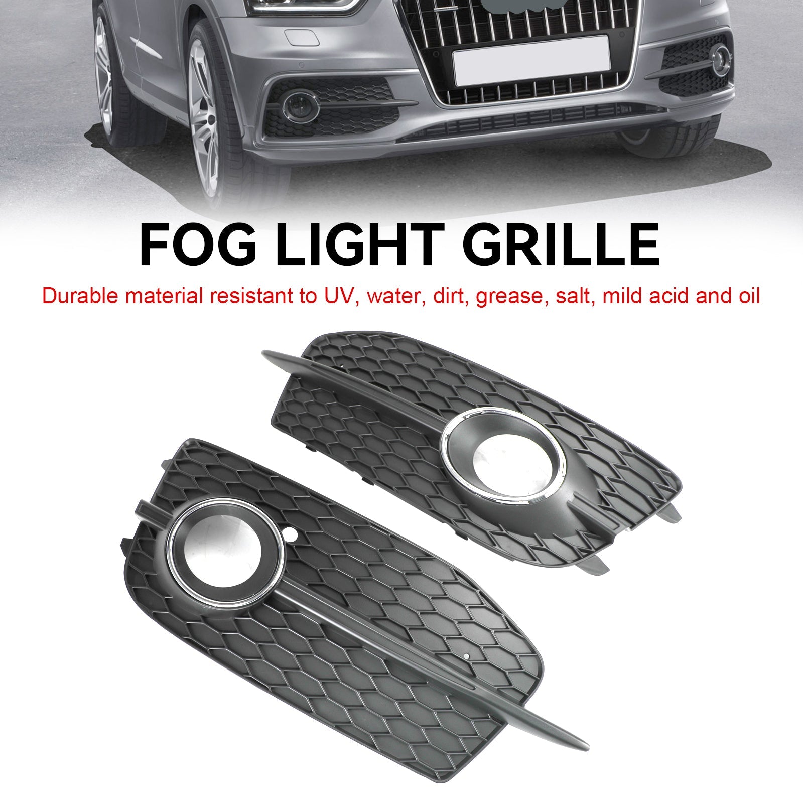 2012-2014 Audi Q3 S-Line 2pcs Bumper Fog Light Grill Grille 8U0807681DSP9