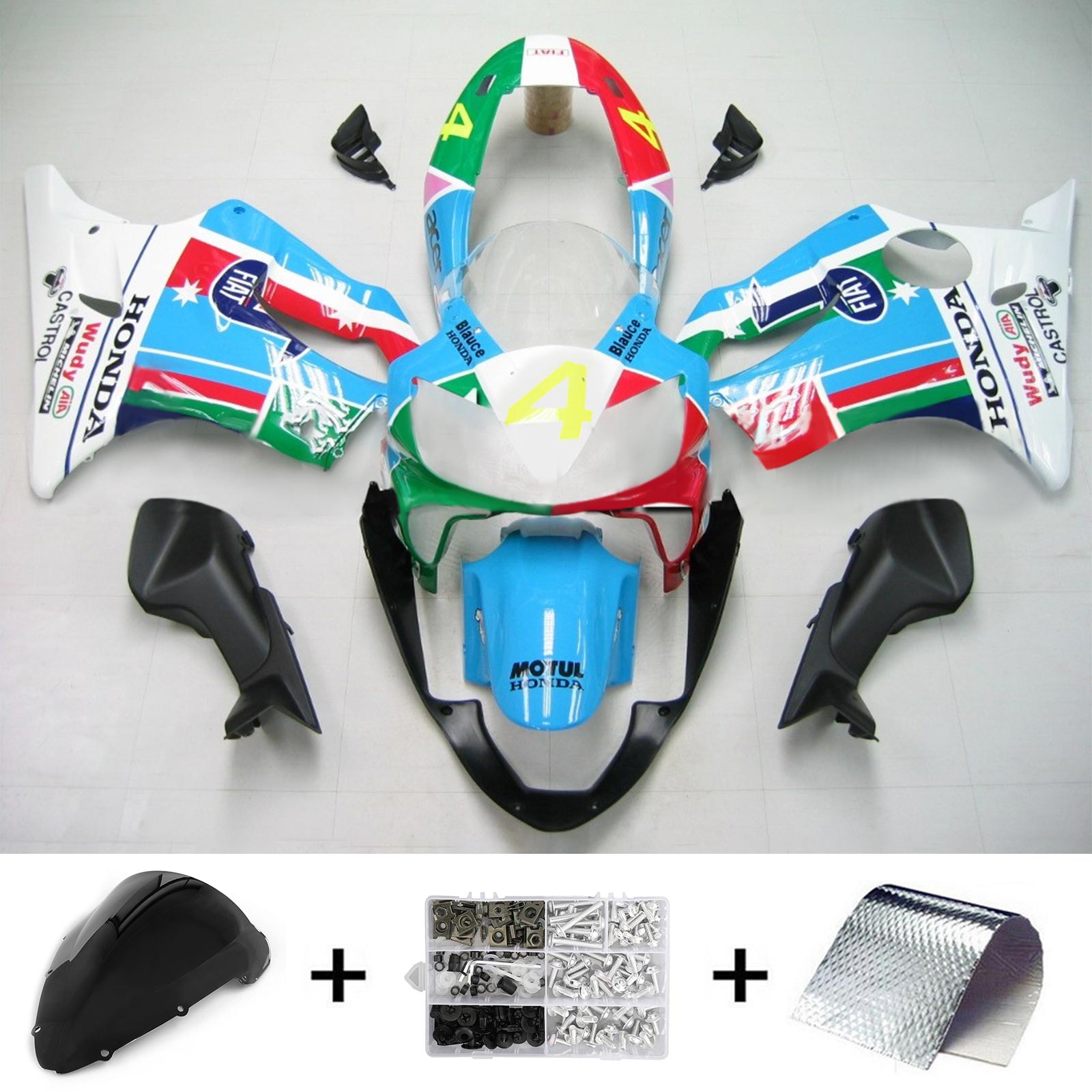2004-2007 Honda CBR600 F4I AMOTOPART INJECTION CAURING KIT BODLOO PLASTIQUE ABS PLAST # 129