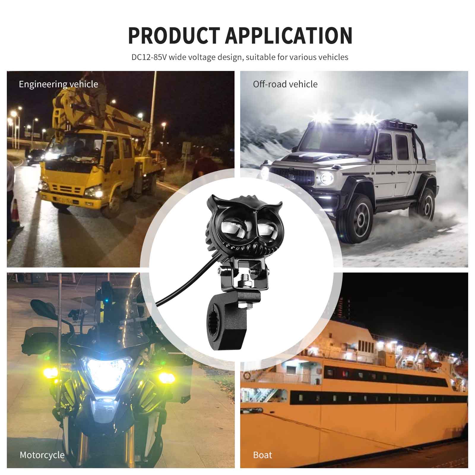 Elektrisk LED Worklight Spotlight Front Waterproof 30 45W Owl Black For Motor Generic