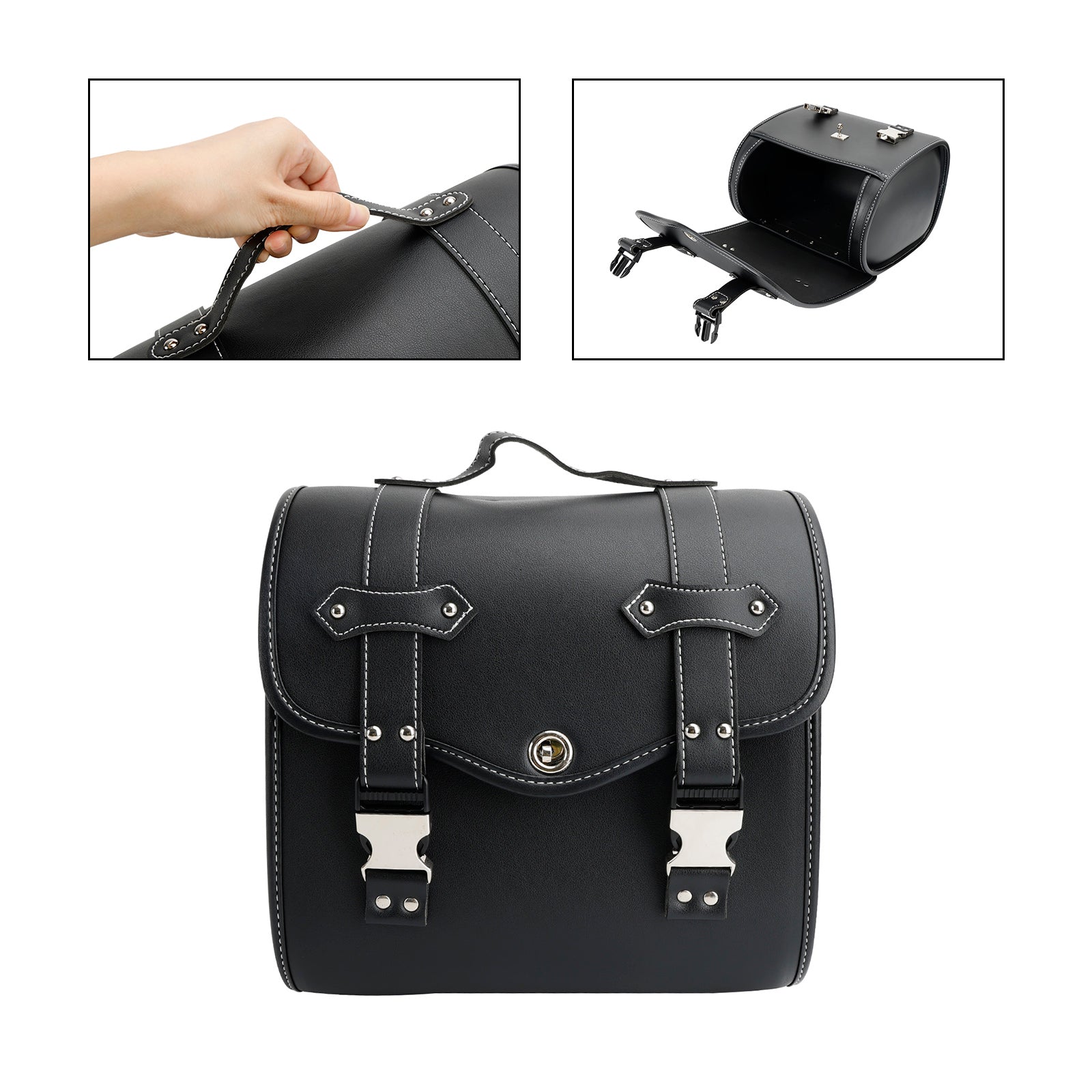 Zadeltas Zijopbergtas Gereedschapstas Universeel Snelsluiting Pu Voor Motor Bruin