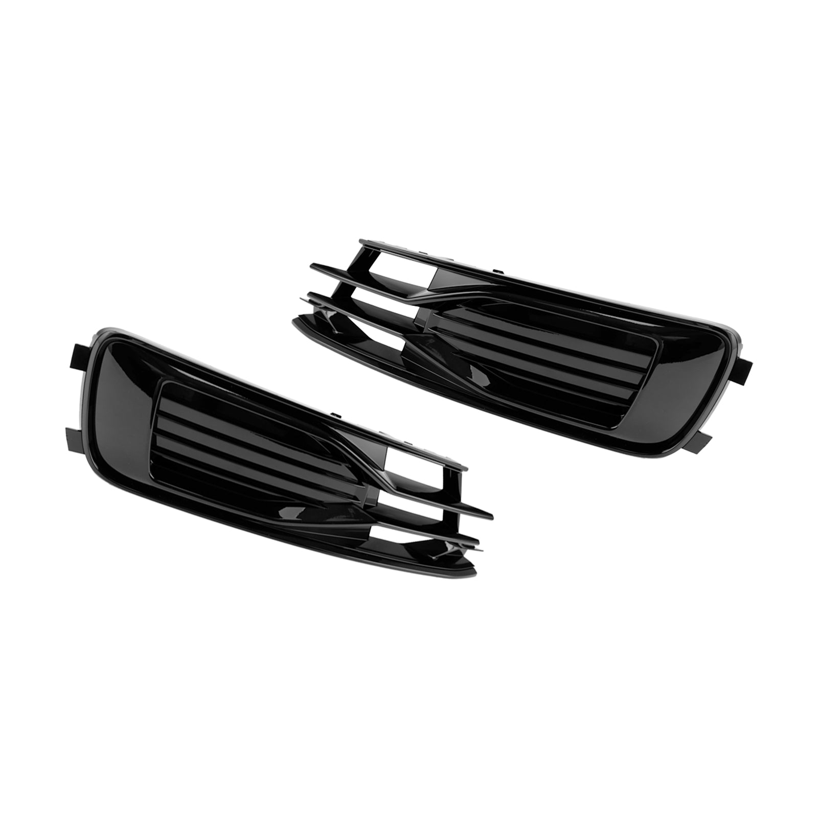 2014-2018 Audi A6 C7 2PCS Front Bumper Foglight Cover Grill Grille Black
