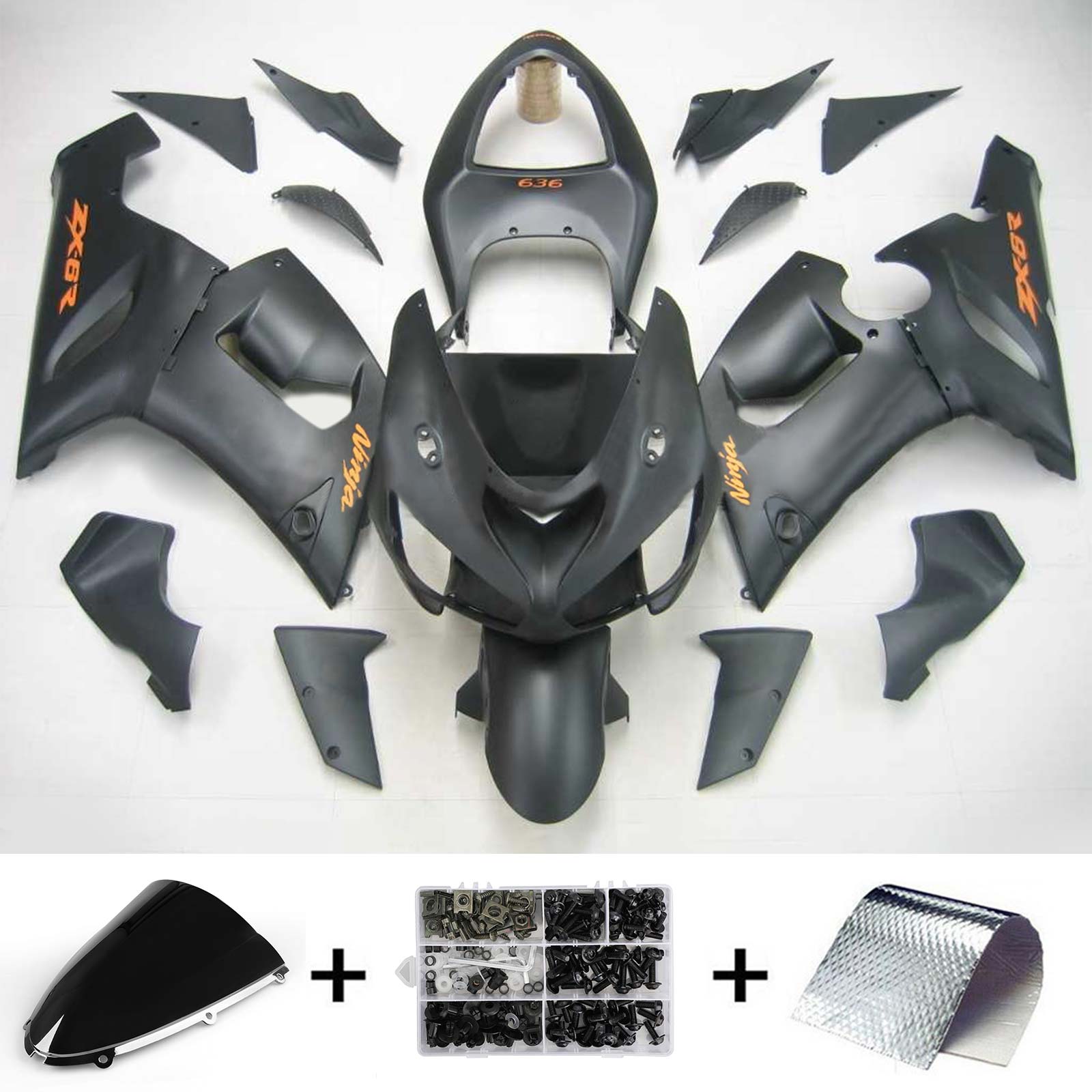 2005-2006 KAWASAKI ZX6R 636 AMOTOPART INJEKTION FAIRING KIT BOODYWORK ABS #134