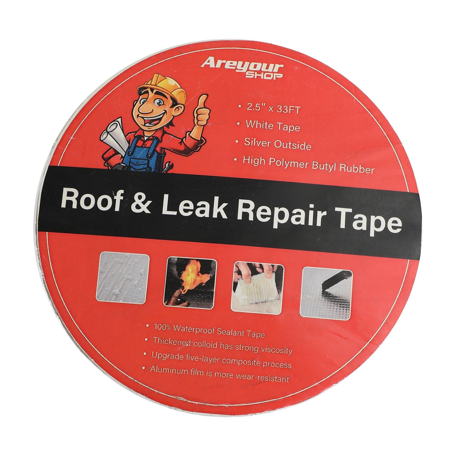 4" x 30' RV-tettetape UV-vanntett taklekkasjer reparasjonstape forsegling, klebrig sølv