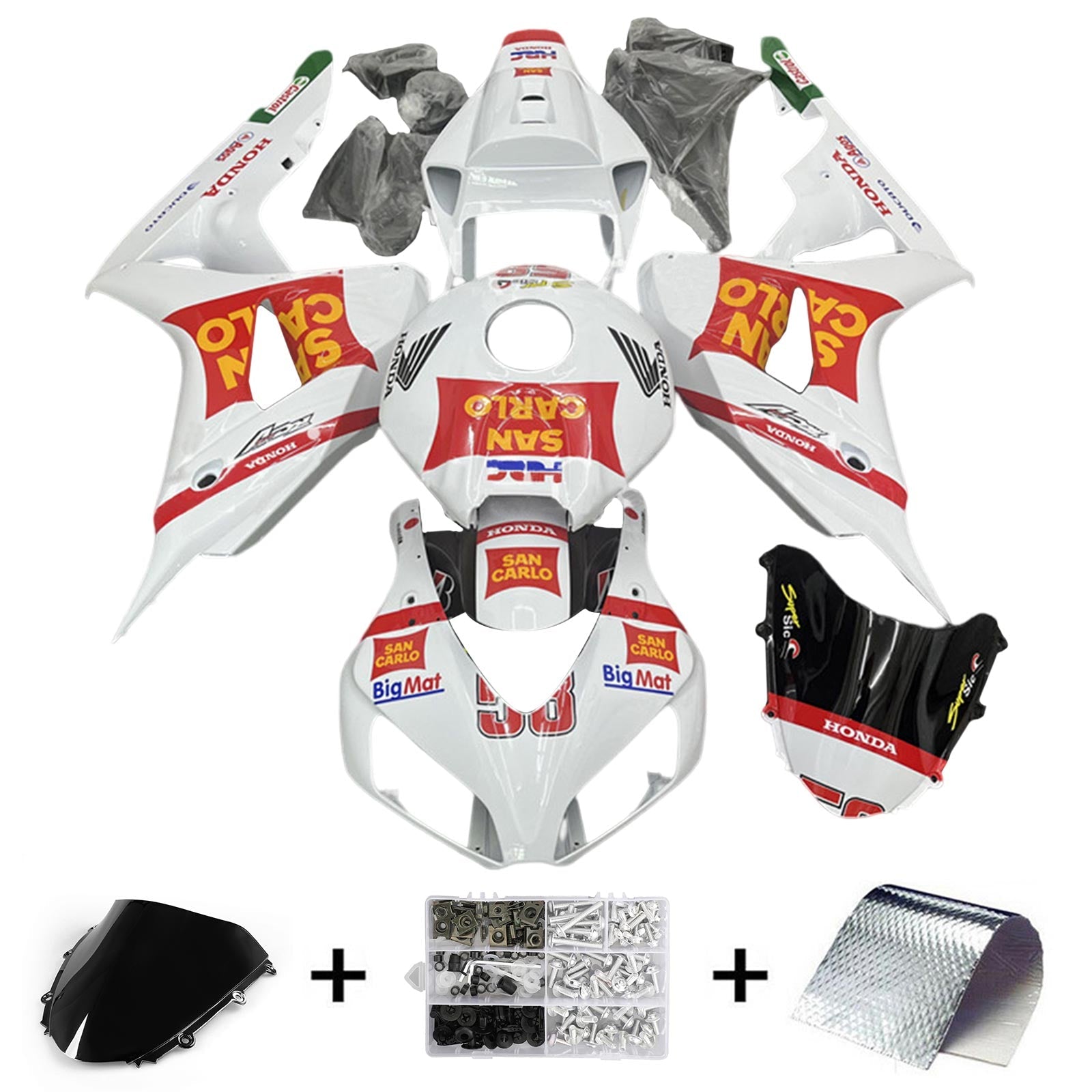 2006-2007 Honda CBR1000RR Kit de carénage carrosserie plastique ABS