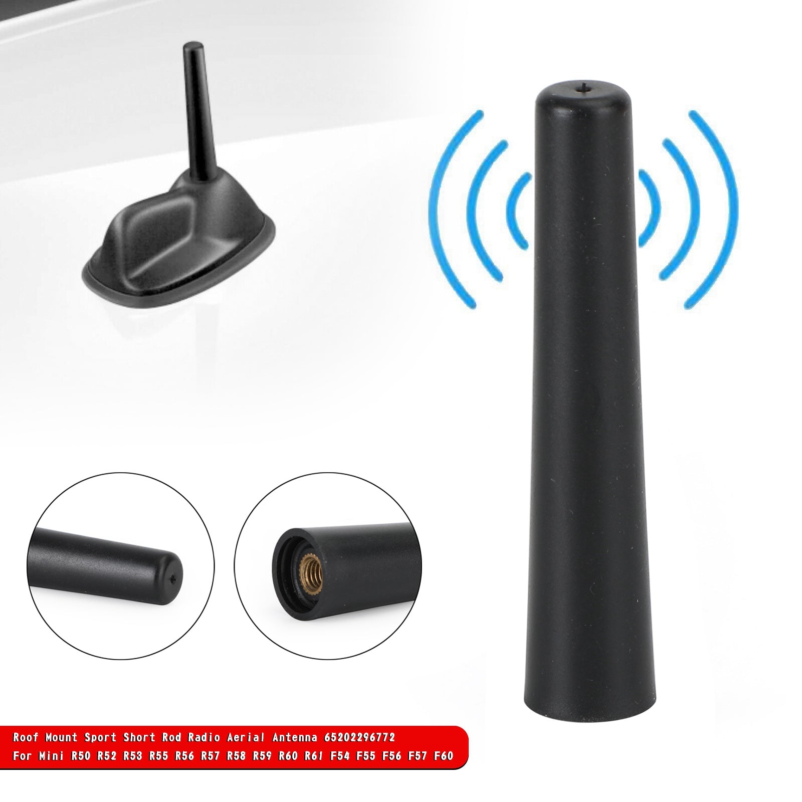 Mini R50 R52 R53 R55 R56 R57 R58 R59 R60 R61 F54 F55 F56 F57 F60 Montagem do telhado Esporte Antena aérea de rádio de haste curta 65202296772