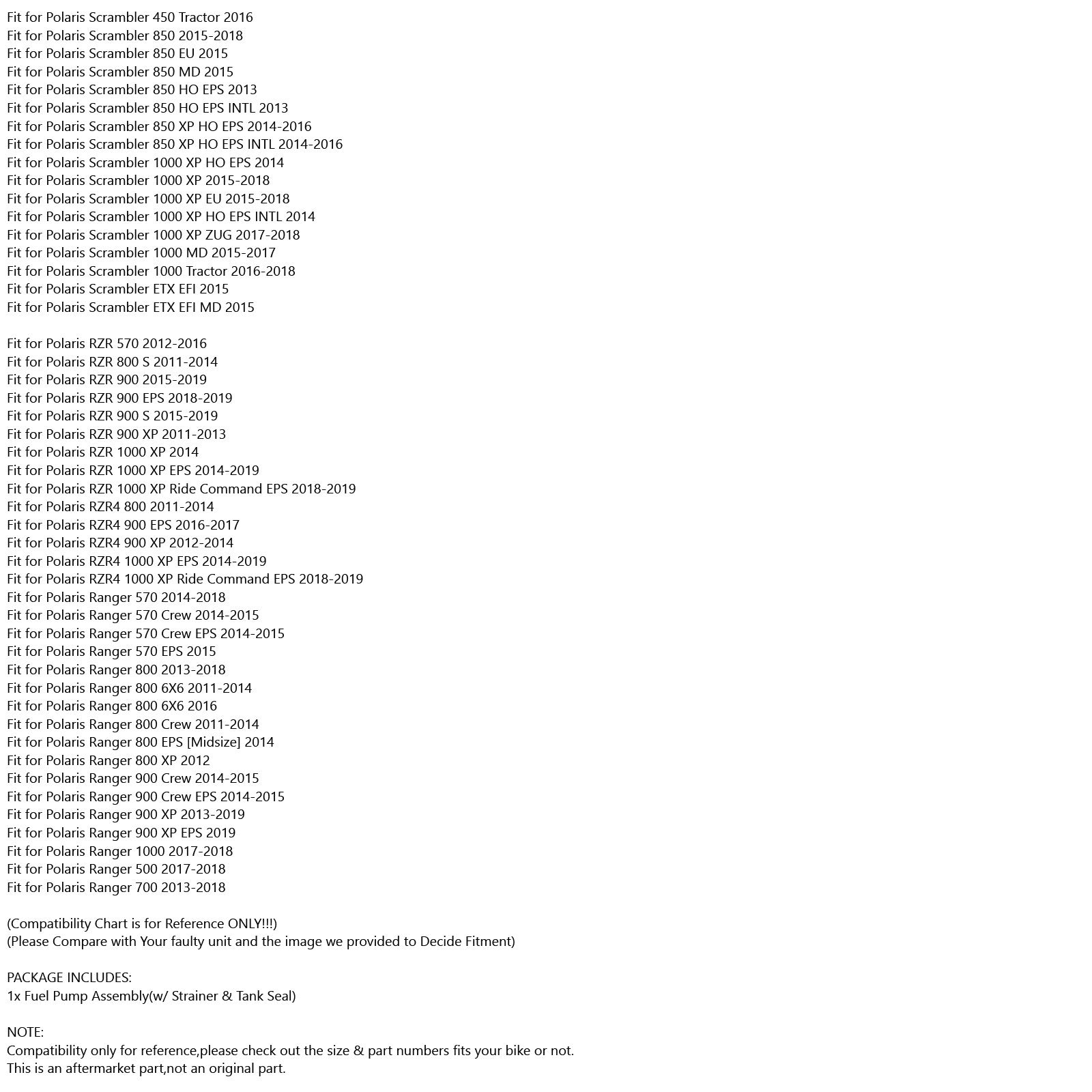 Bomba de combustível ajuste para Polaris Scrambler 850 2013-2019 +Linheiro +selo do tanque #2521362 Genérico