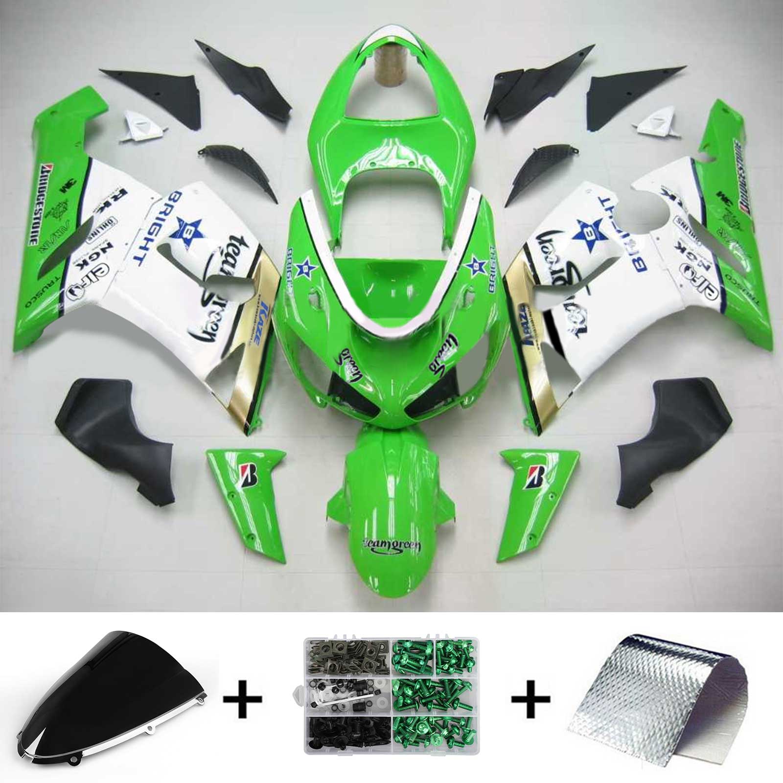 2005-2006 Kawasaki ZX6R 636 Amotopart injectiekuipset carrosserie kunststof ABS #110